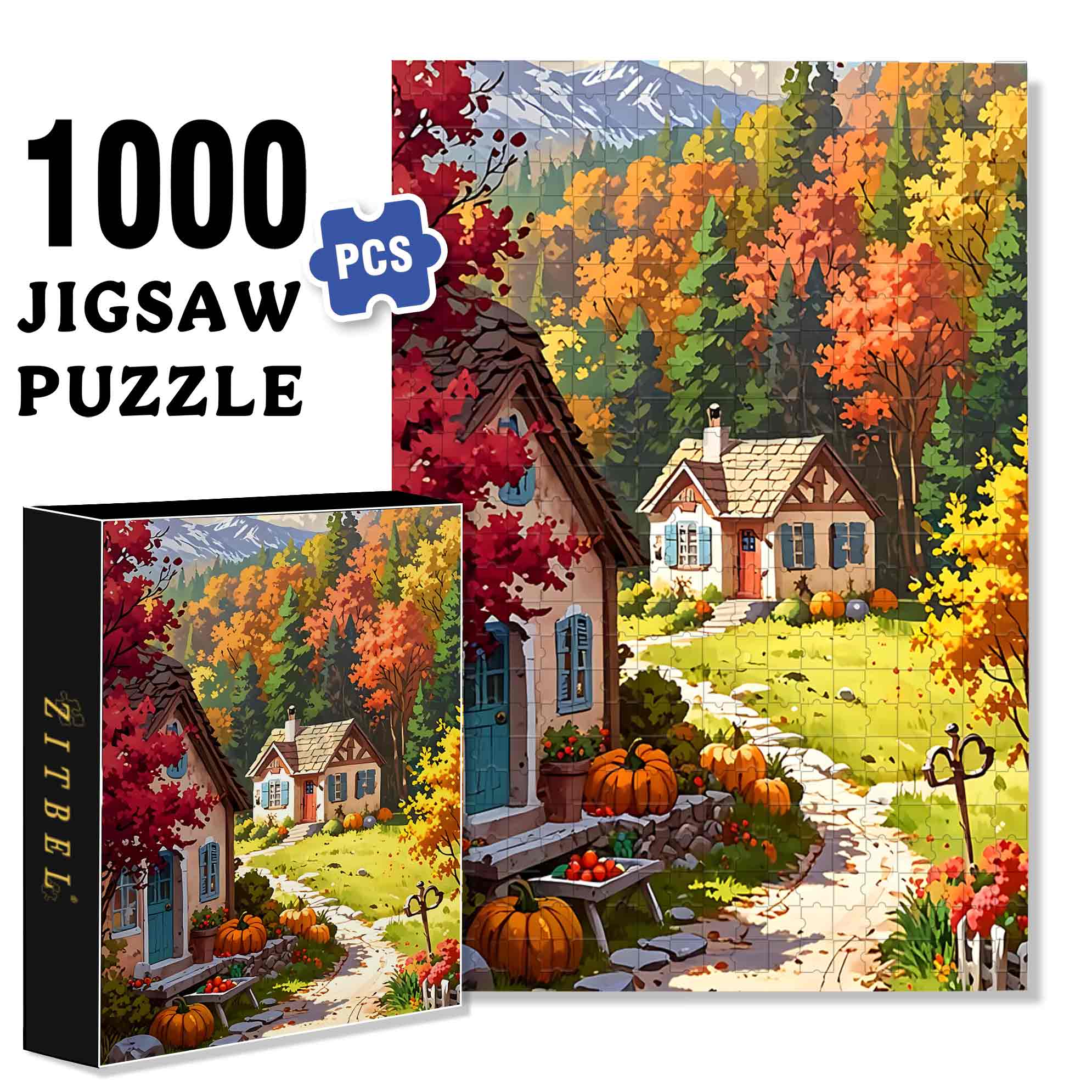 Country Road 500pcs/1000pcs Jigsaw Puzzle, Scratch-Resistant, Paper Material, Interactive Family Game & Brain-Boosting DIY Decor, Perfect for Halloween, Christmas & New Year Gifts, Family Puzzle Game