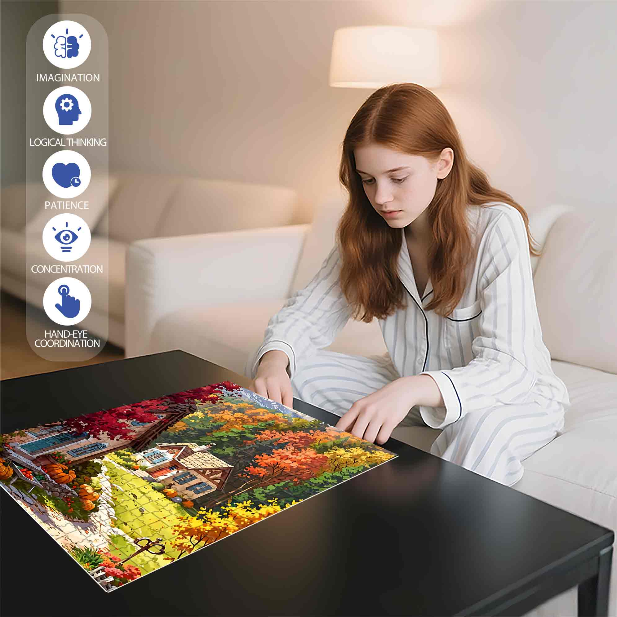 Country Road 500pcs/1000pcs Jigsaw Puzzle, Scratch-Resistant, Paper Material, Interactive Family Game & Brain-Boosting DIY Decor, Perfect for Halloween, Christmas & New Year Gifts, Family Puzzle Game
