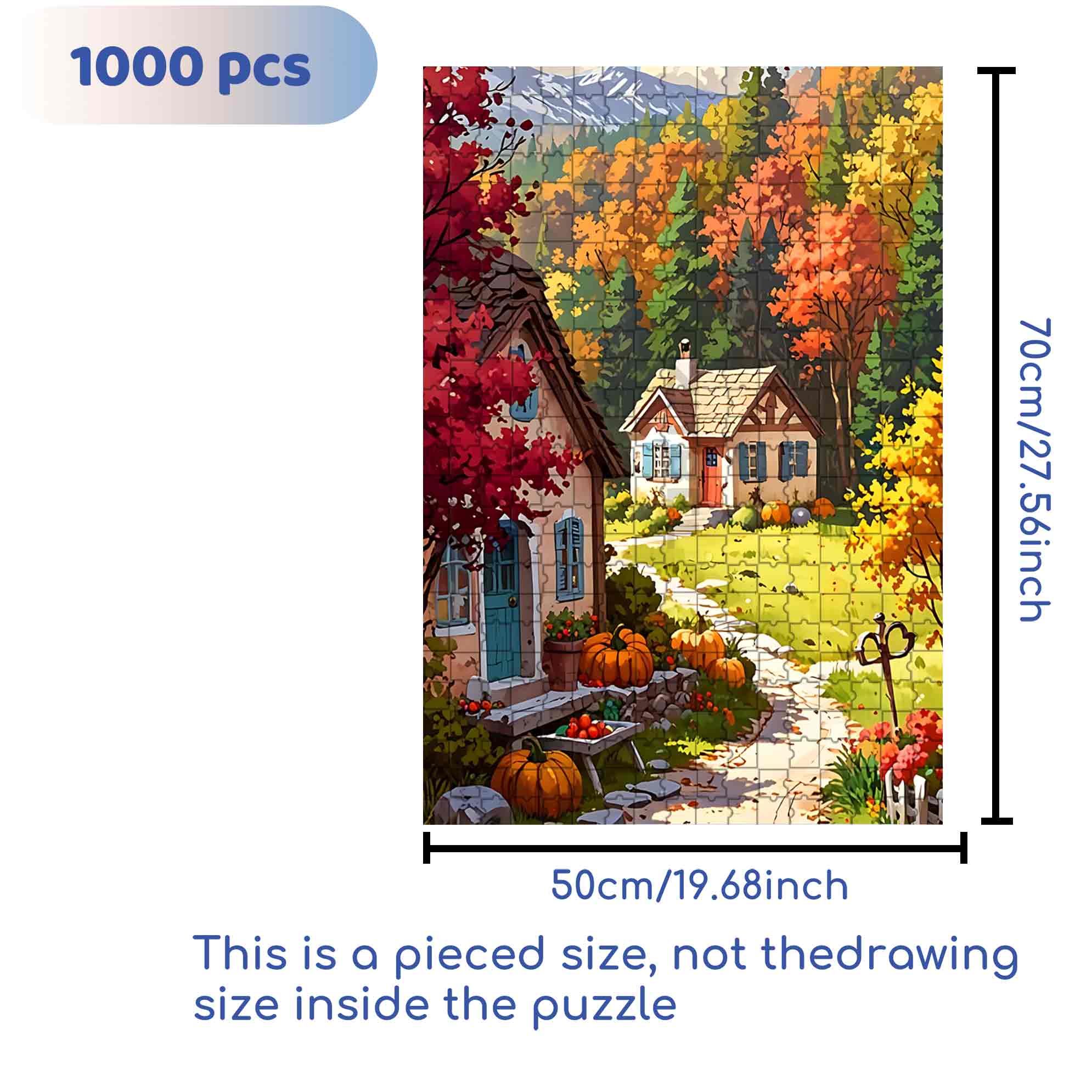 Country Road 500pcs/1000pcs Jigsaw Puzzle, Scratch-Resistant, Paper Material, Interactive Family Game & Brain-Boosting DIY Decor, Perfect for Halloween, Christmas & New Year Gifts, Family Puzzle Game