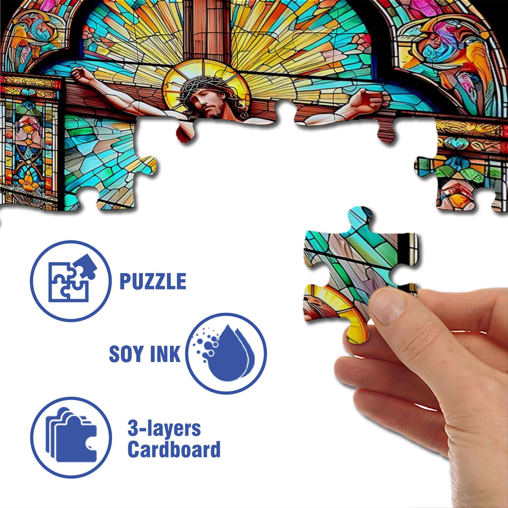 Cross 500pcs/1000pcs Jigsaw Puzzle, Scratch-Resistant, Paper Material, Interactive Family Game & Brain-Boosting DIY Decor, Perfect for Halloween, Christmas & New Year Gifts, Family Puzzle Game