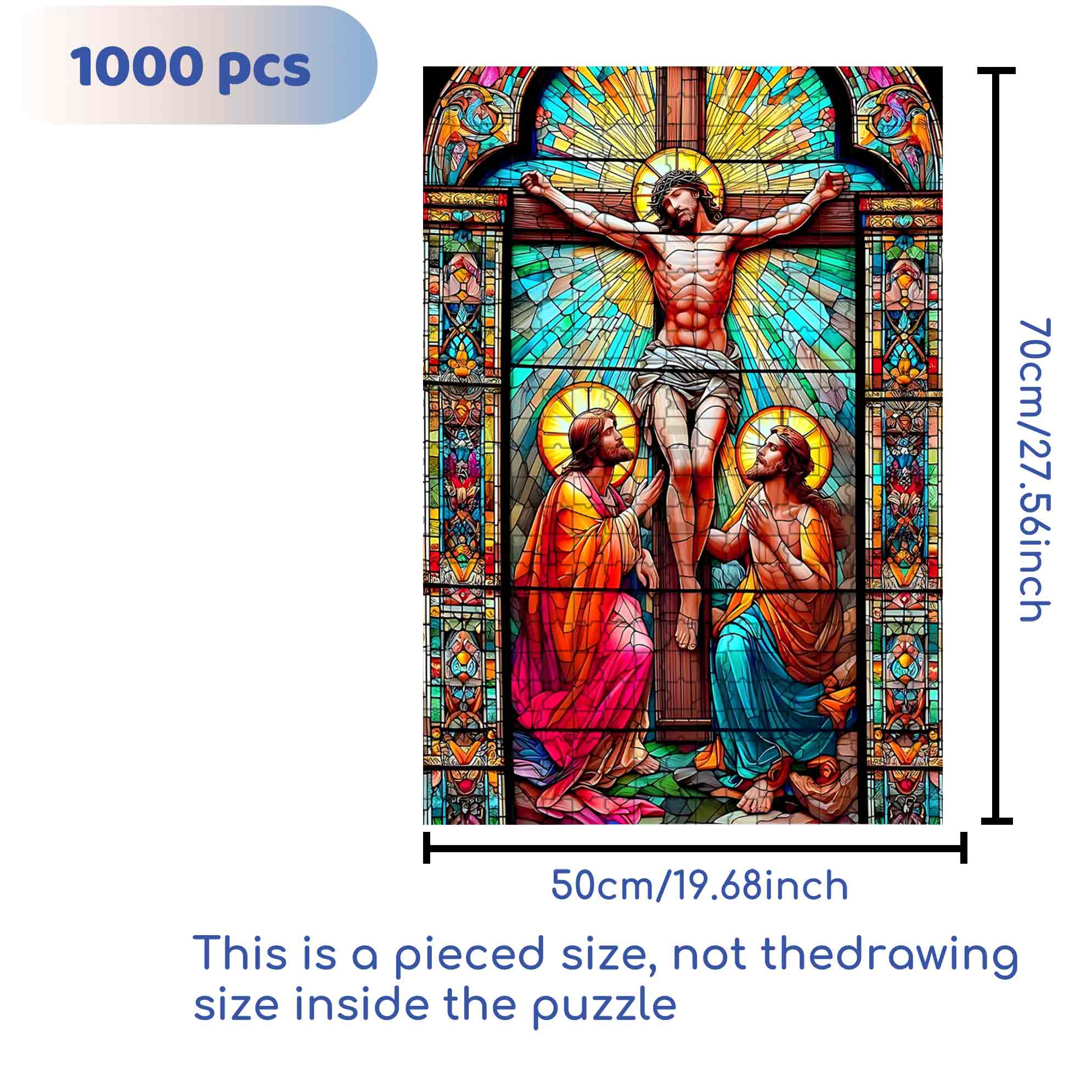 Cross 500pcs/1000pcs Jigsaw Puzzle, Scratch-Resistant, Paper Material, Interactive Family Game & Brain-Boosting DIY Decor, Perfect for Halloween, Christmas & New Year Gifts, Family Puzzle Game