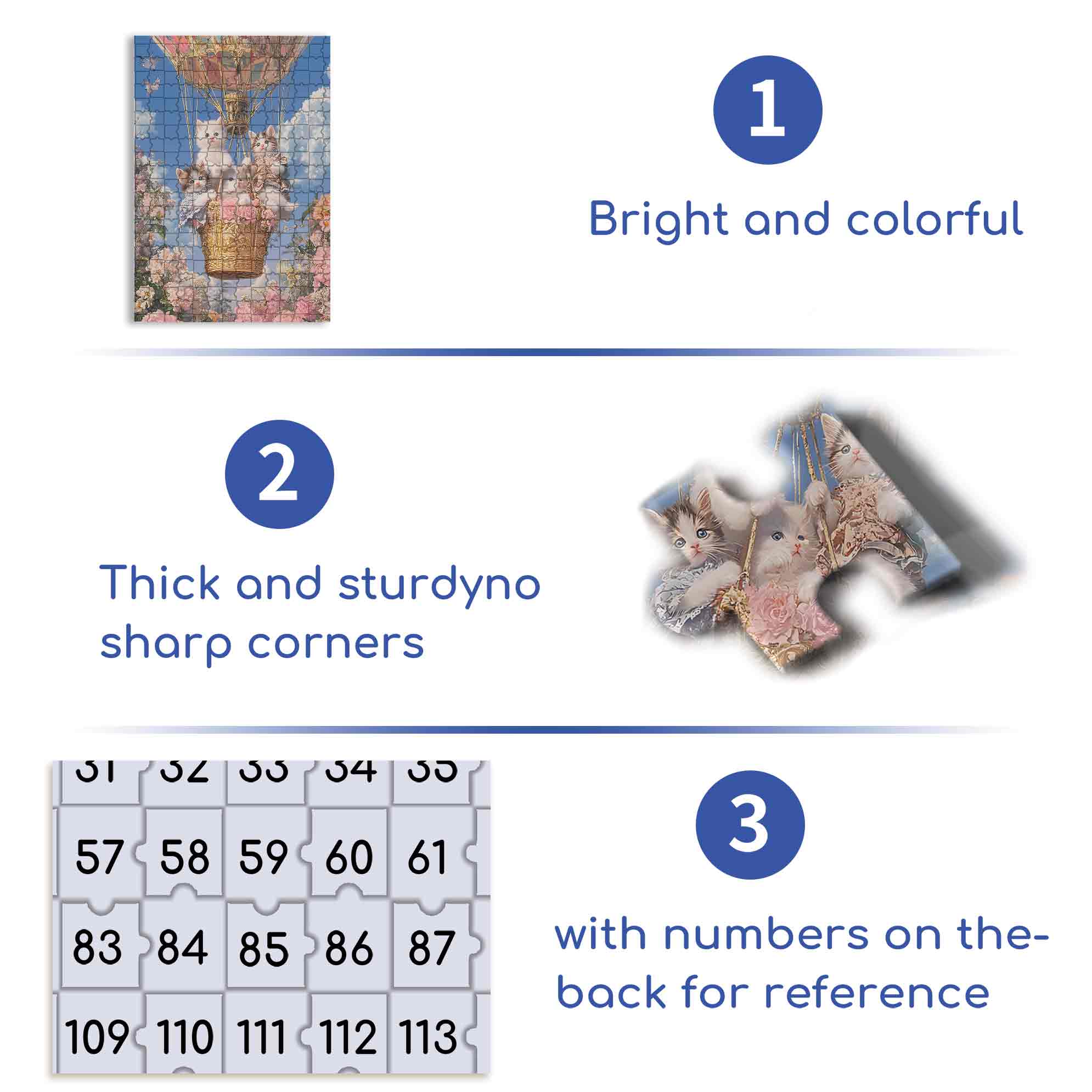 Cute White Cats 500pcs/1000pcs Jigsaw Puzzle, Scratch-Resistant, Paper Material, Interactive Family Game & Brain-Boosting DIY Decor, Perfect for Halloween, Christmas & New Year Gifts, Family Puzzle Game