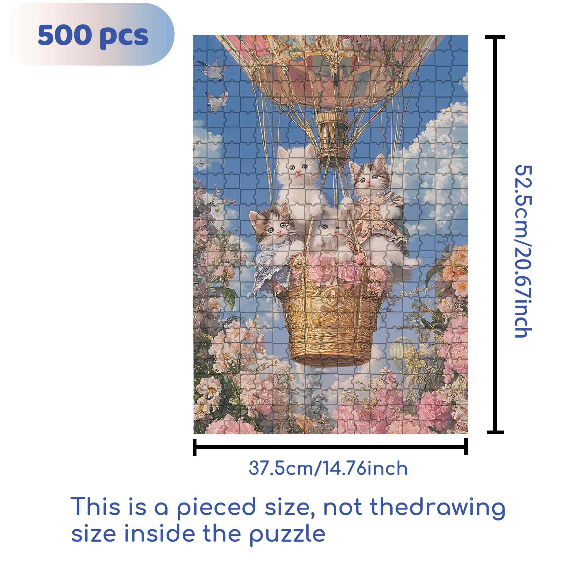 Cute White Cats 500pcs/1000pcs Jigsaw Puzzle, Scratch-Resistant, Paper Material, Interactive Family Game & Brain-Boosting DIY Decor, Perfect for Halloween, Christmas & New Year Gifts, Family Puzzle Game