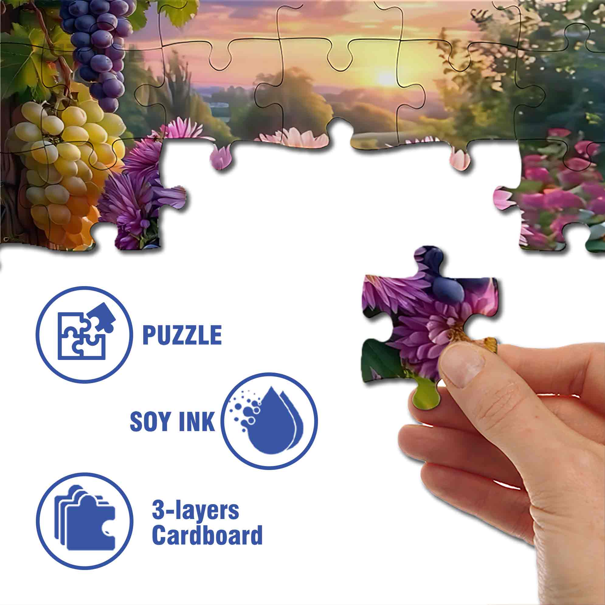 Dahlia & Grape  500pcs/1000pcs Jigsaw Puzzle, Scratch-Resistant, Paper Material, Interactive Family Game & Brain-Boosting DIY Decor, Perfect for Halloween, Christmas & New Year Gifts, Family Puzzle Game