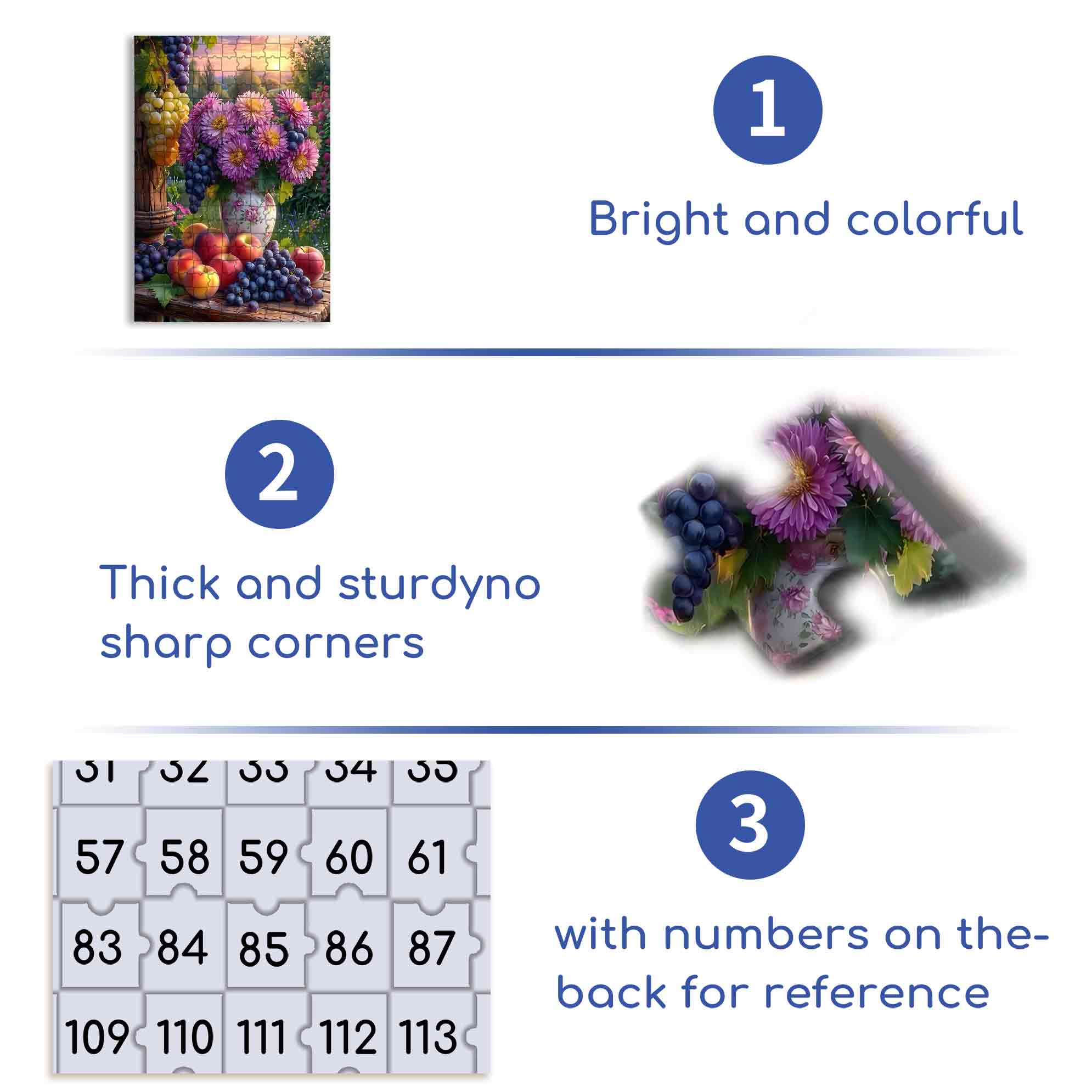 Dahlia & Grape  500pcs/1000pcs Jigsaw Puzzle, Scratch-Resistant, Paper Material, Interactive Family Game & Brain-Boosting DIY Decor, Perfect for Halloween, Christmas & New Year Gifts, Family Puzzle Game