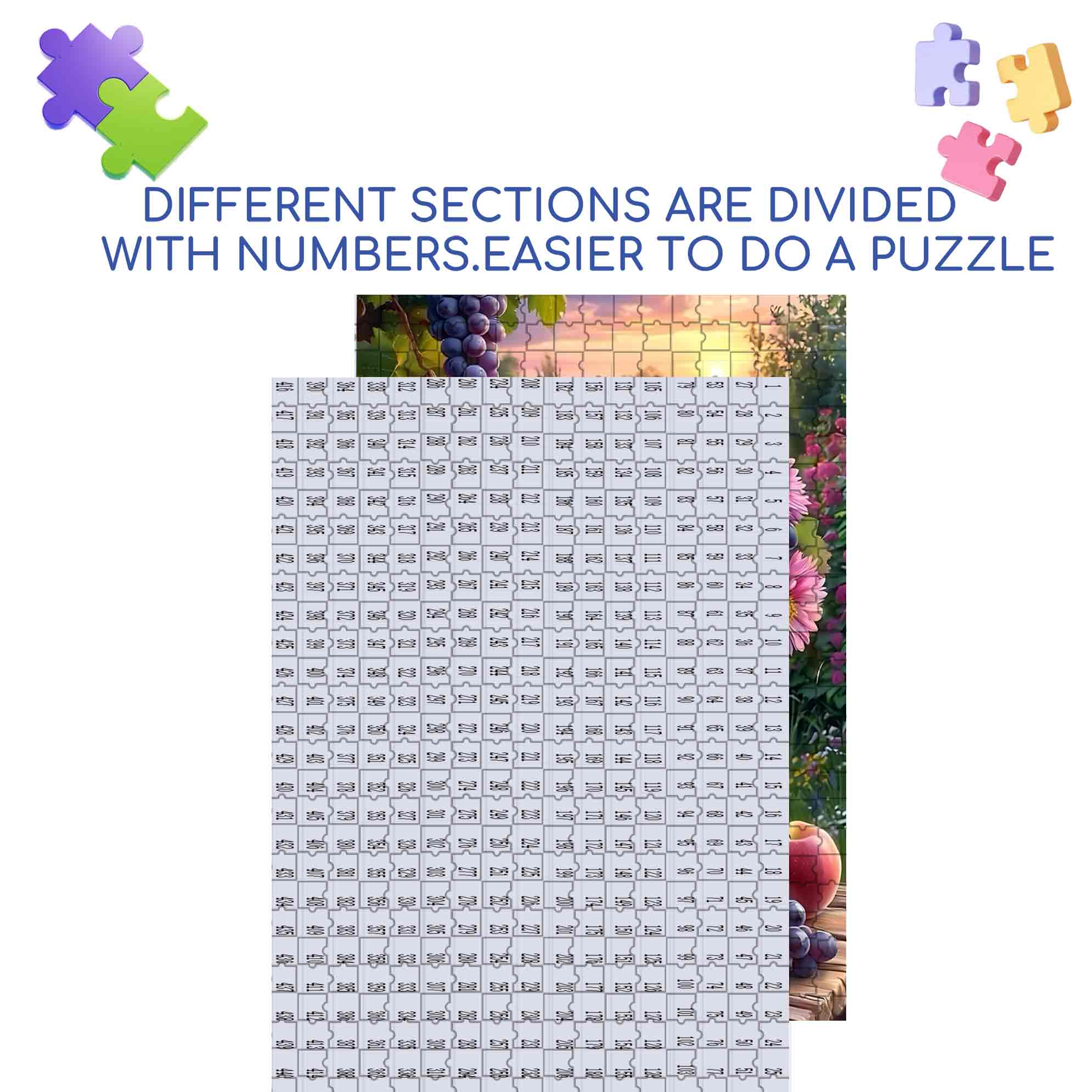 Dahlia & Grape  500pcs/1000pcs Jigsaw Puzzle, Scratch-Resistant, Paper Material, Interactive Family Game & Brain-Boosting DIY Decor, Perfect for Halloween, Christmas & New Year Gifts, Family Puzzle Game