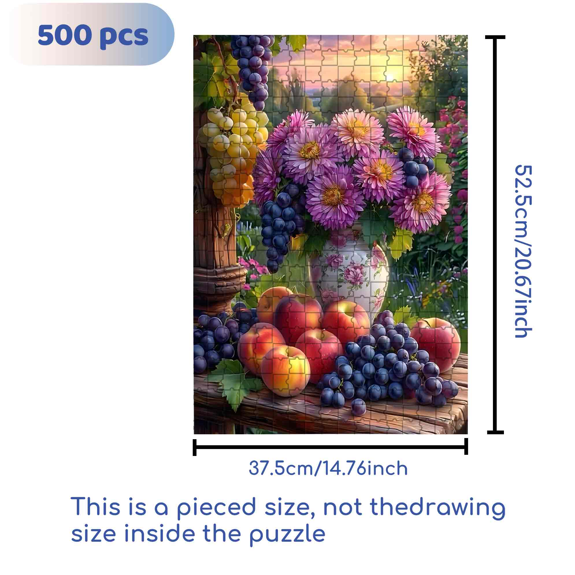 Dahlia & Grape  500pcs/1000pcs Jigsaw Puzzle, Scratch-Resistant, Paper Material, Interactive Family Game & Brain-Boosting DIY Decor, Perfect for Halloween, Christmas & New Year Gifts, Family Puzzle Game