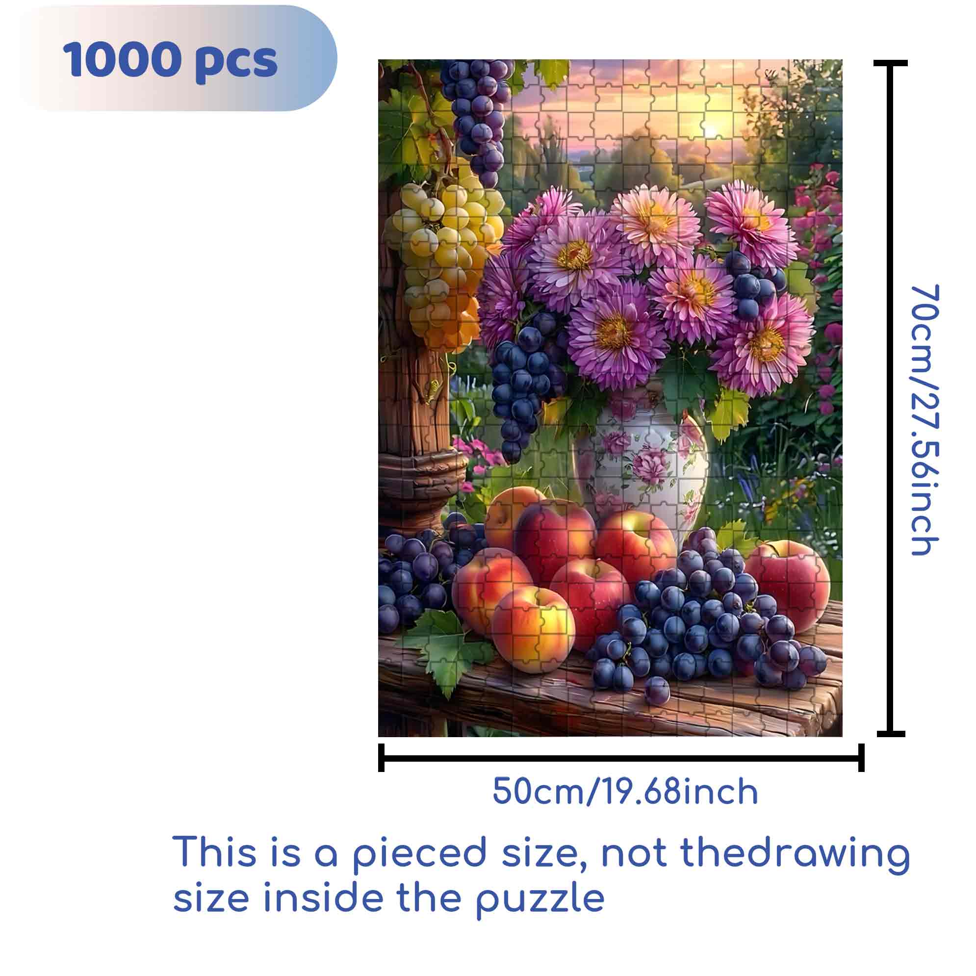 Dahlia & Grape  500pcs/1000pcs Jigsaw Puzzle, Scratch-Resistant, Paper Material, Interactive Family Game & Brain-Boosting DIY Decor, Perfect for Halloween, Christmas & New Year Gifts, Family Puzzle Game