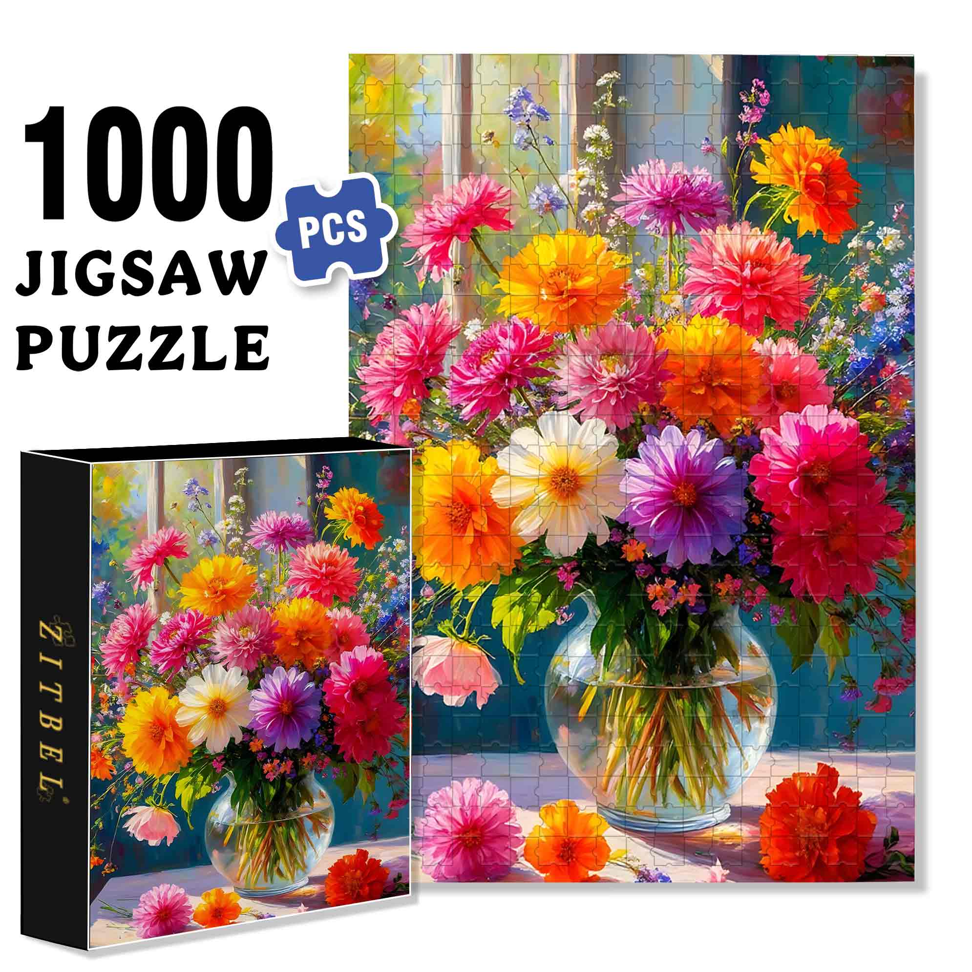 Daisy 500pcs/1000pcs Jigsaw Puzzle, Scratch-Resistant, Paper Material, Interactive Family Game & Brain-Boosting DIY Decor, Perfect for Halloween, Christmas & New Year Gifts, Family Puzzle Game
