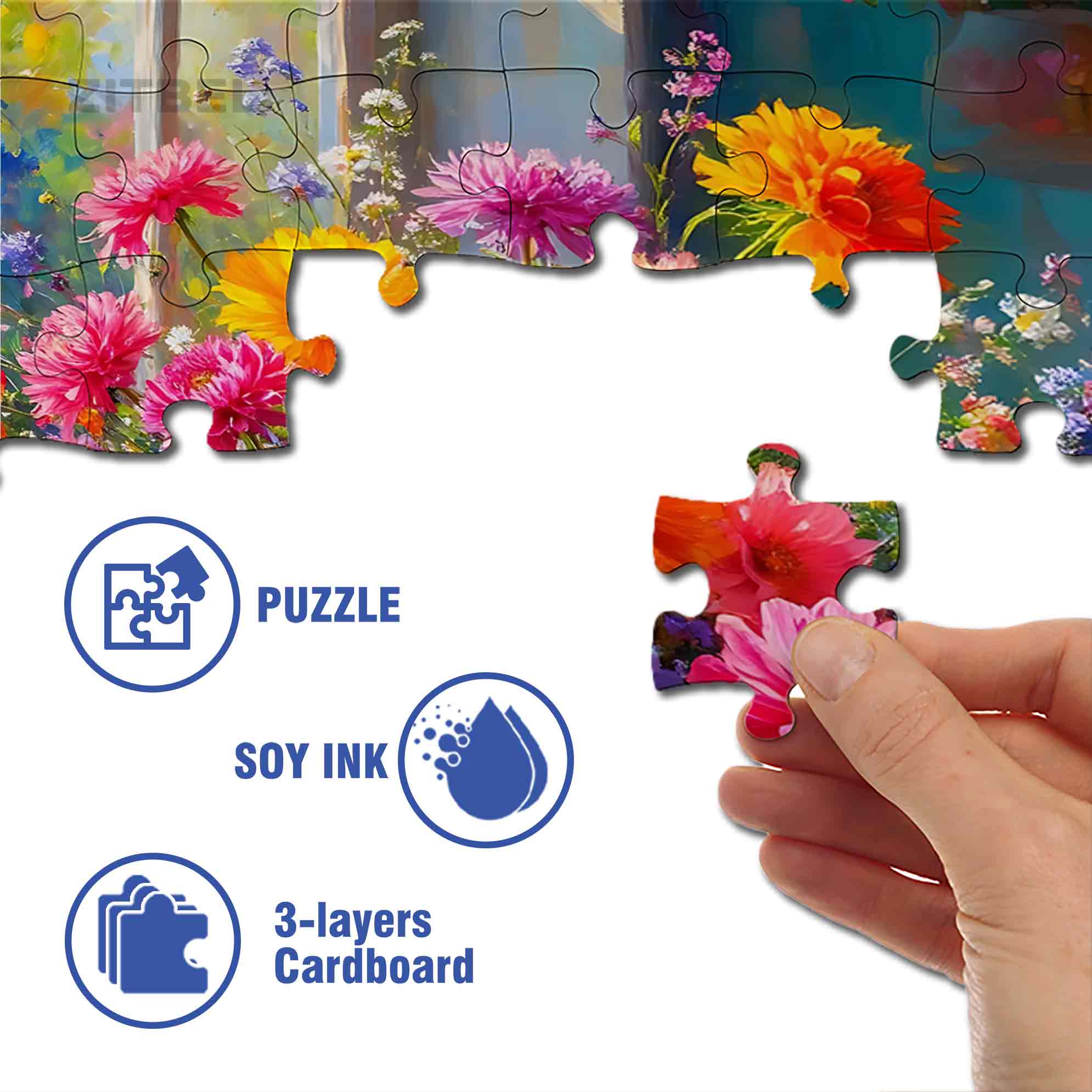 Daisy 500pcs/1000pcs Jigsaw Puzzle, Scratch-Resistant, Paper Material, Interactive Family Game & Brain-Boosting DIY Decor, Perfect for Halloween, Christmas & New Year Gifts, Family Puzzle Game