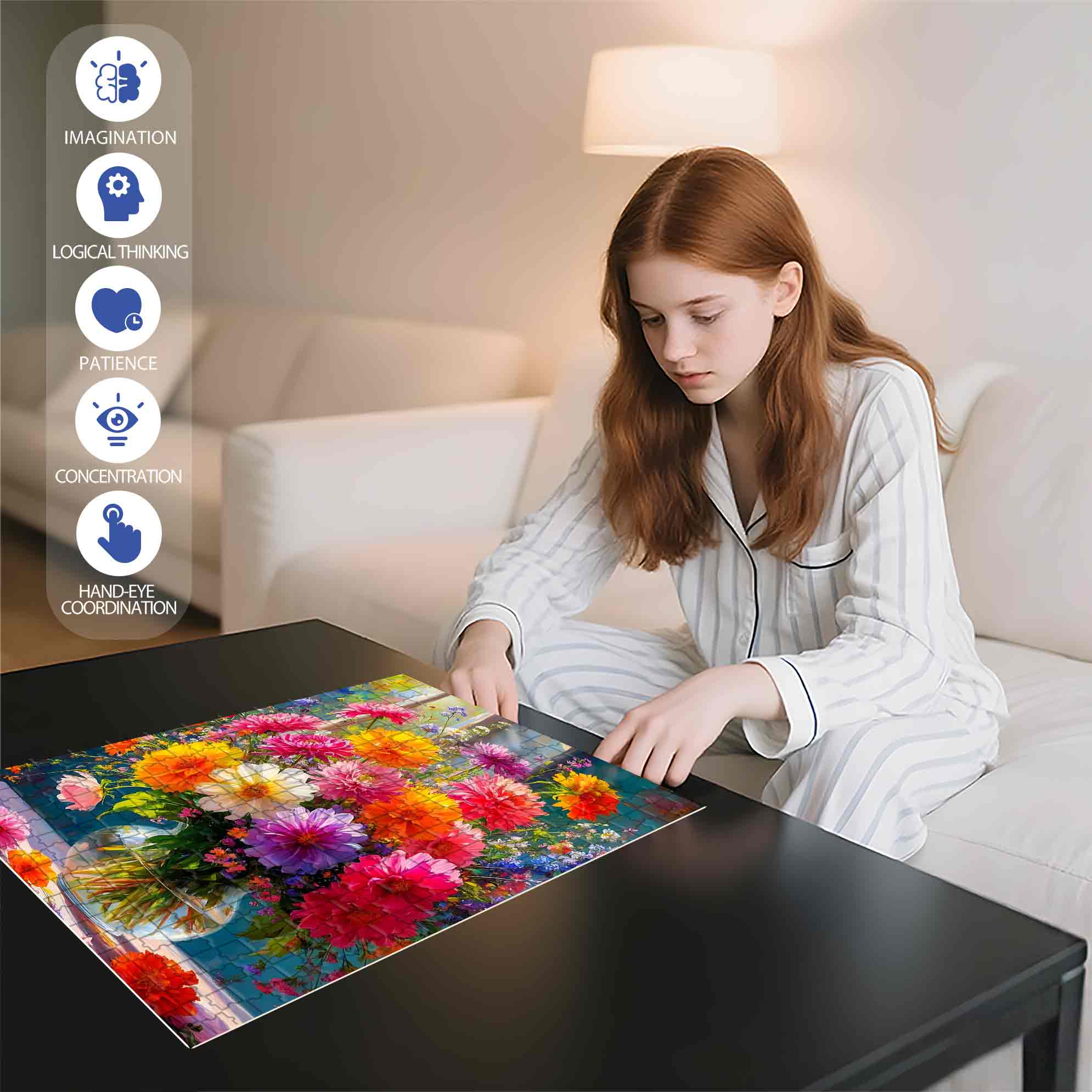 Daisy 500pcs/1000pcs Jigsaw Puzzle, Scratch-Resistant, Paper Material, Interactive Family Game & Brain-Boosting DIY Decor, Perfect for Halloween, Christmas & New Year Gifts, Family Puzzle Game