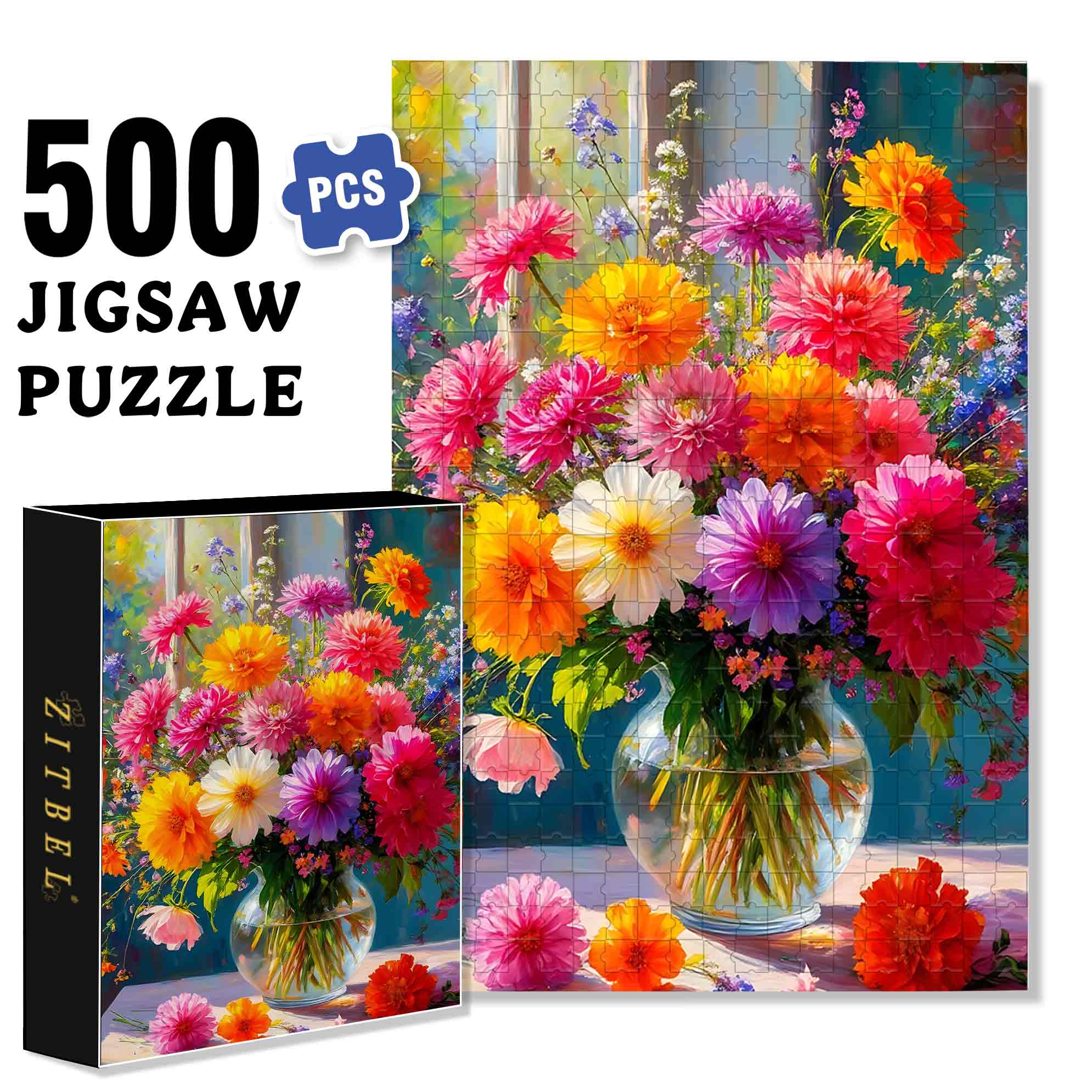 Daisy 500pcs/1000pcs Jigsaw Puzzle, Scratch-Resistant, Paper Material, Interactive Family Game & Brain-Boosting DIY Decor, Perfect for Halloween, Christmas & New Year Gifts, Family Puzzle Game