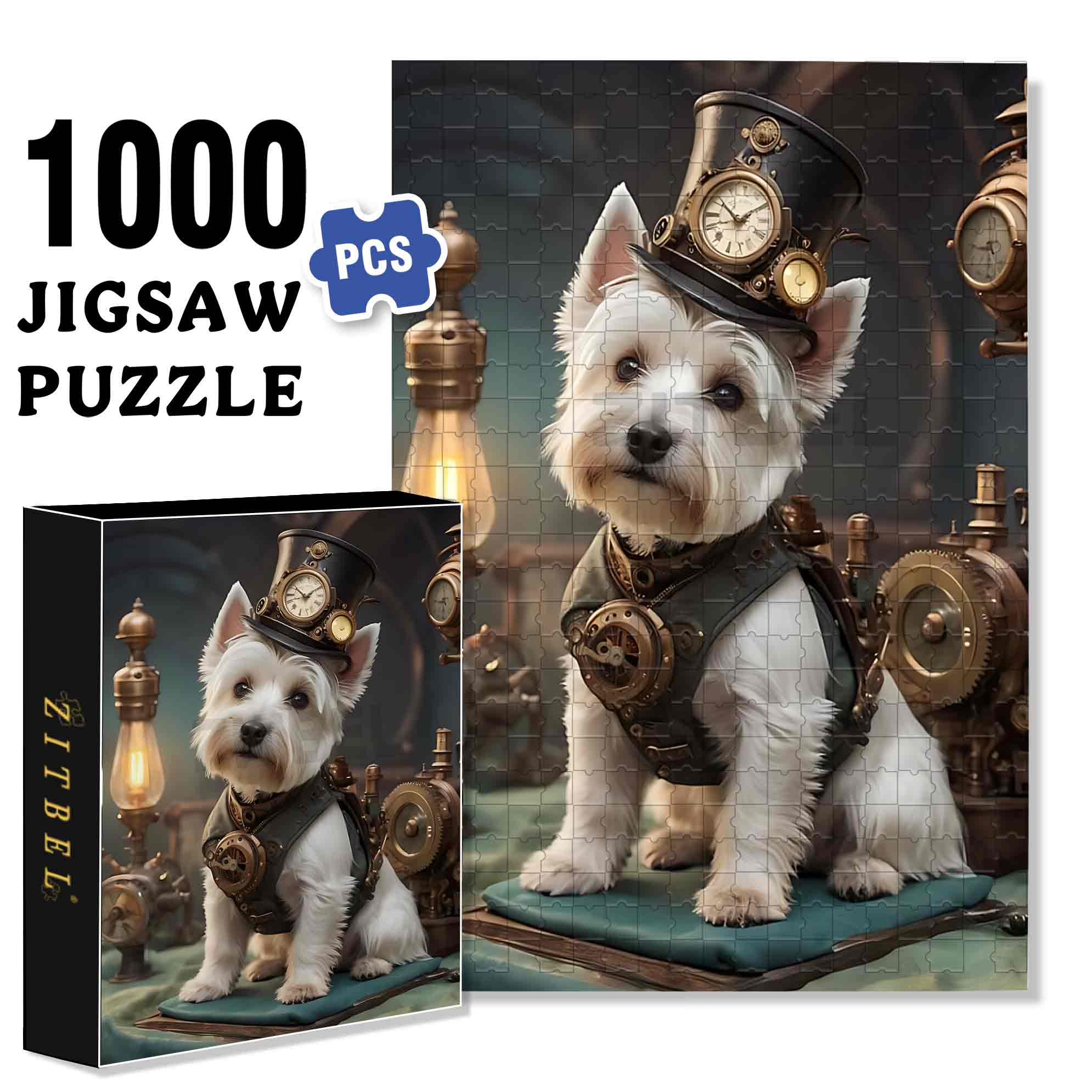 Doggie 500pcs/1000pcs Jigsaw Puzzle, Scratch-Resistant, Paper Material, Interactive Family Game & Brain-Boosting DIY Decor, Perfect for Halloween, Christmas & New Year Gifts, Family Puzzle Game