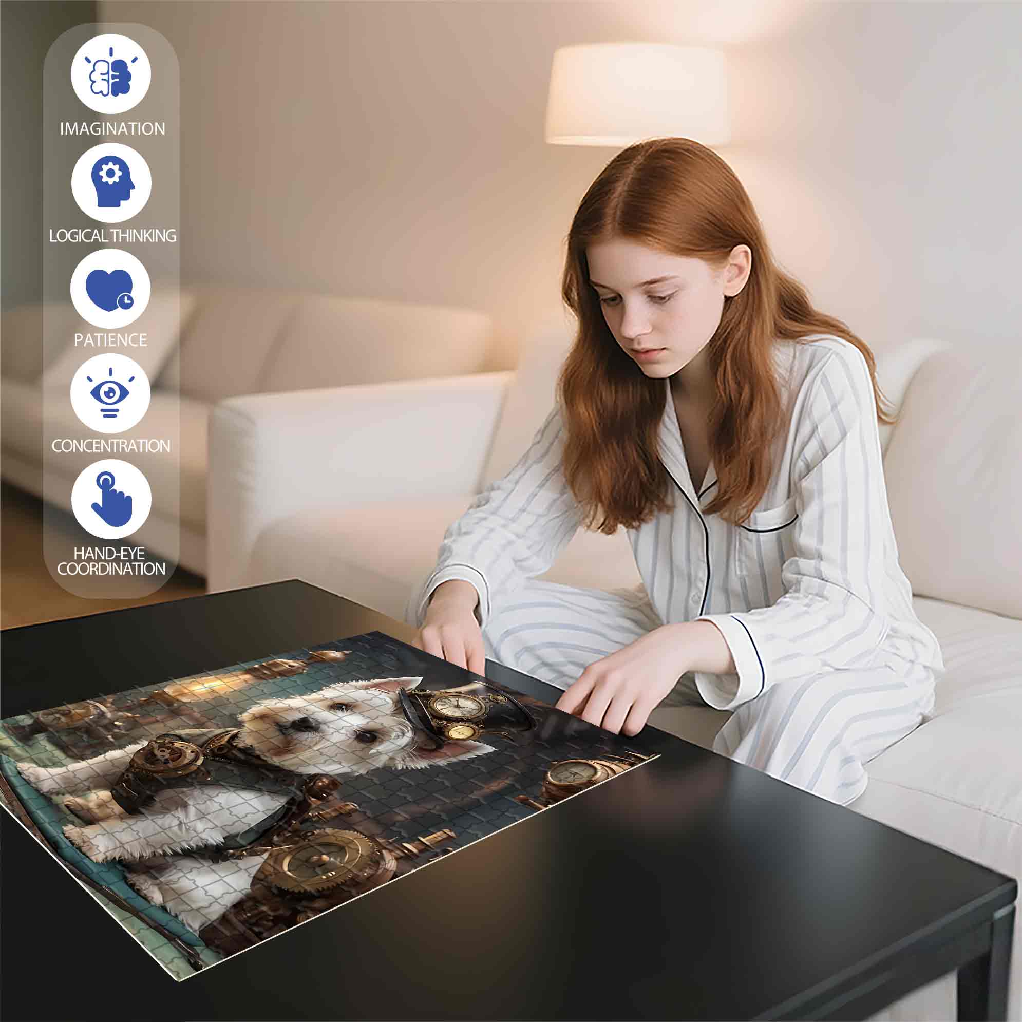 Doggie 500pcs/1000pcs Jigsaw Puzzle, Scratch-Resistant, Paper Material, Interactive Family Game & Brain-Boosting DIY Decor, Perfect for Halloween, Christmas & New Year Gifts, Family Puzzle Game