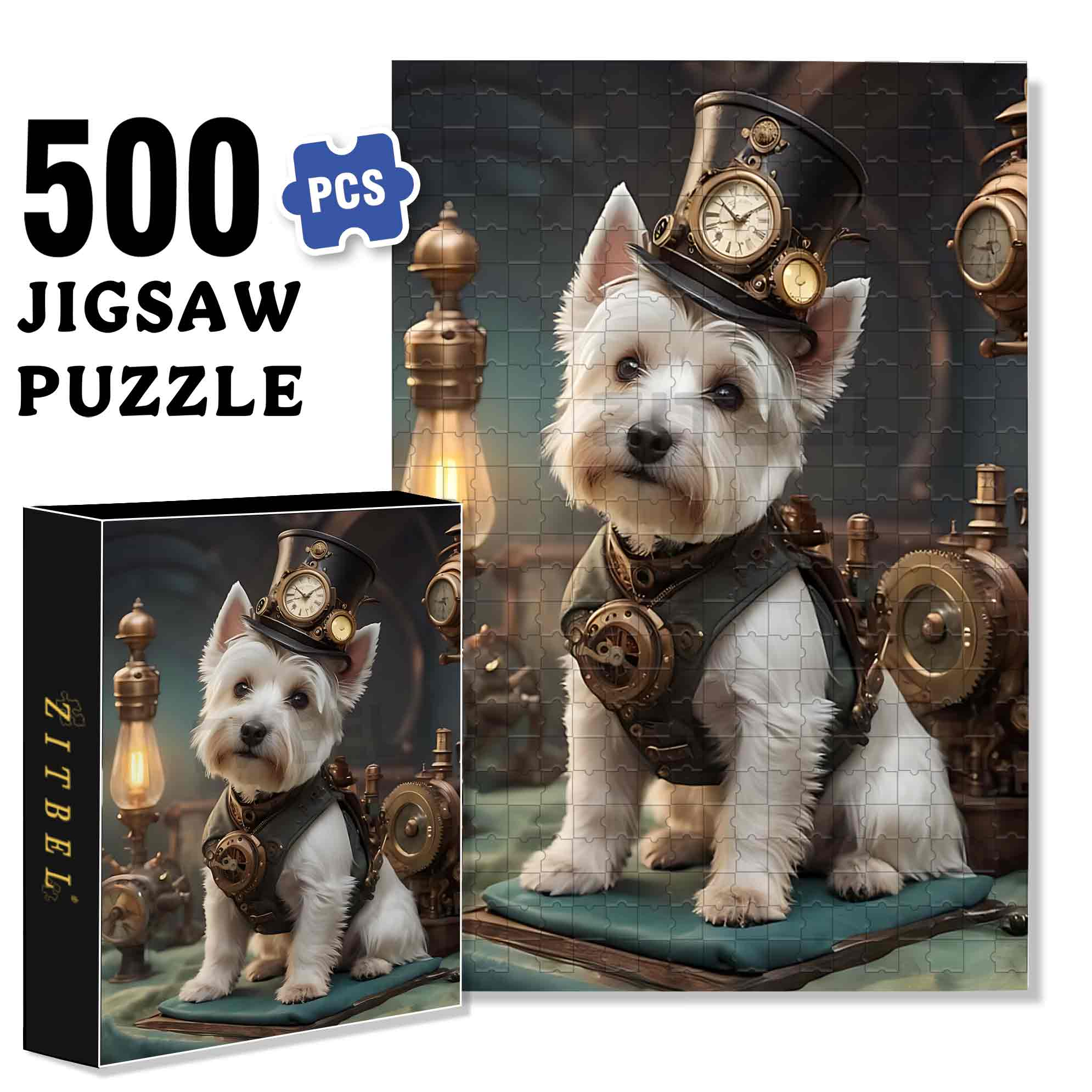 Doggie 500pcs/1000pcs Jigsaw Puzzle, Scratch-Resistant, Paper Material, Interactive Family Game & Brain-Boosting DIY Decor, Perfect for Halloween, Christmas & New Year Gifts, Family Puzzle Game
