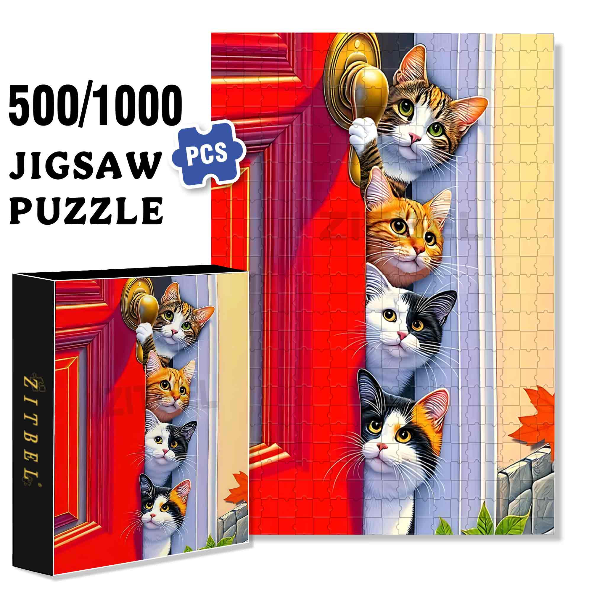 Door Gap 500pcs/1000pcs Jigsaw Puzzle, Scratch-Resistant, Paper Material, Interactive Family Game & Brain-Boosting DIY Decor, Perfect for Halloween, Christmas & New Year Gifts, Family Puzzle Game
