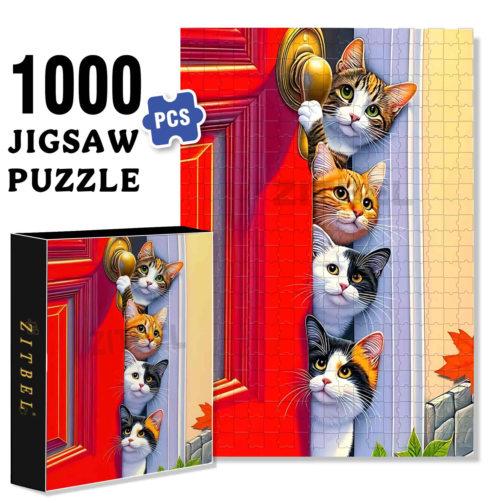 Door Gap 500pcs/1000pcs Jigsaw Puzzle, Scratch-Resistant, Paper Material, Interactive Family Game & Brain-Boosting DIY Decor, Perfect for Halloween, Christmas & New Year Gifts, Family Puzzle Game