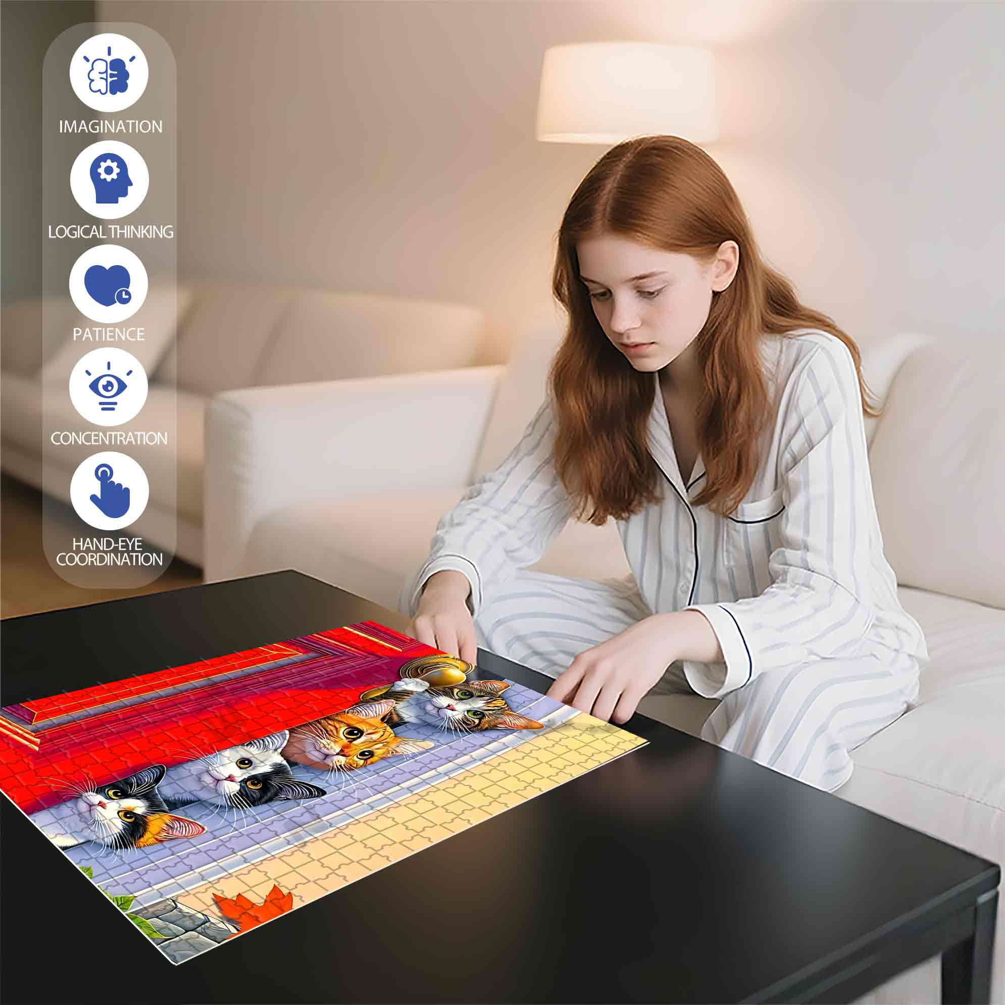 Door Gap 500pcs/1000pcs Jigsaw Puzzle, Scratch-Resistant, Paper Material, Interactive Family Game & Brain-Boosting DIY Decor, Perfect for Halloween, Christmas & New Year Gifts, Family Puzzle Game