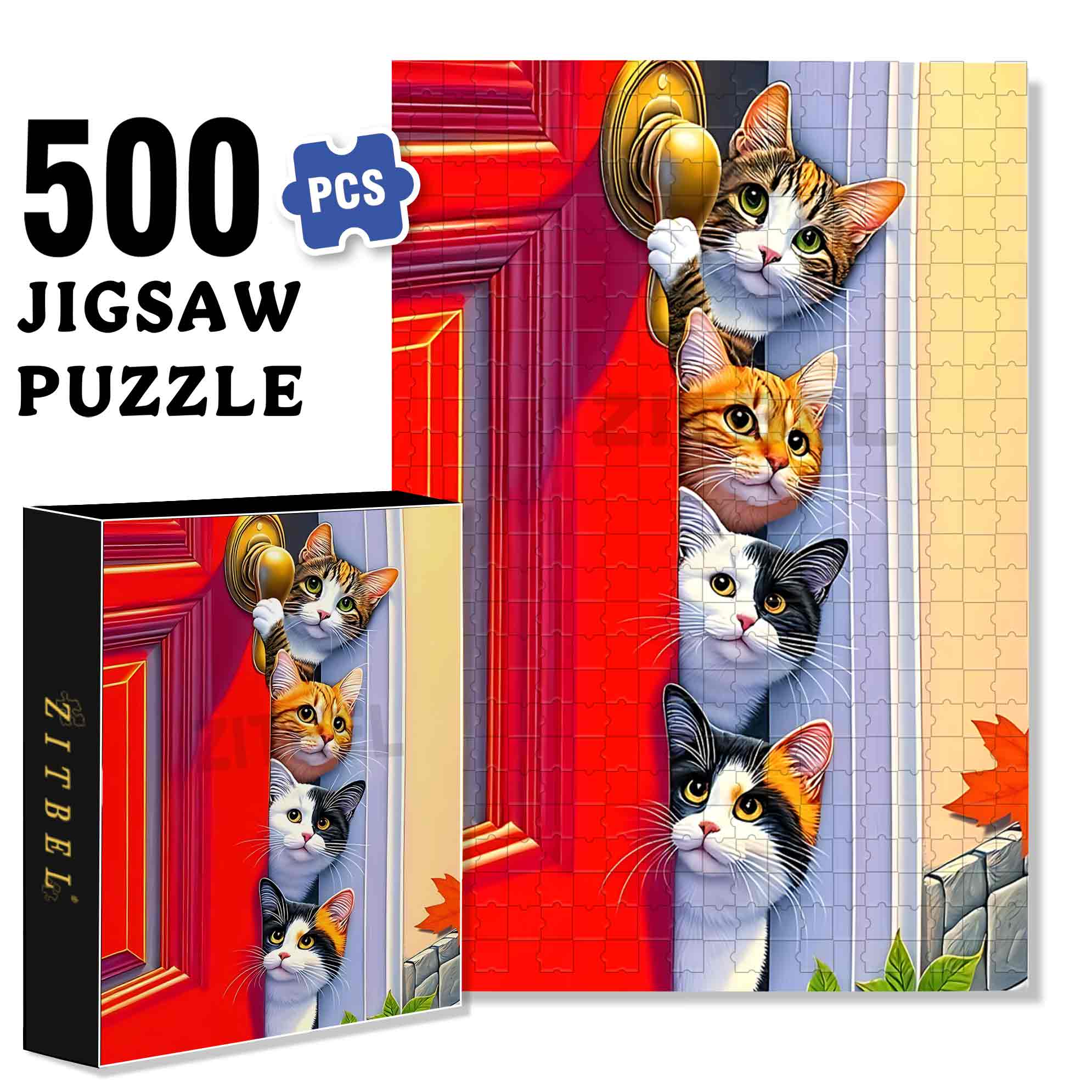 Door Gap 500pcs/1000pcs Jigsaw Puzzle, Scratch-Resistant, Paper Material, Interactive Family Game & Brain-Boosting DIY Decor, Perfect for Halloween, Christmas & New Year Gifts, Family Puzzle Game