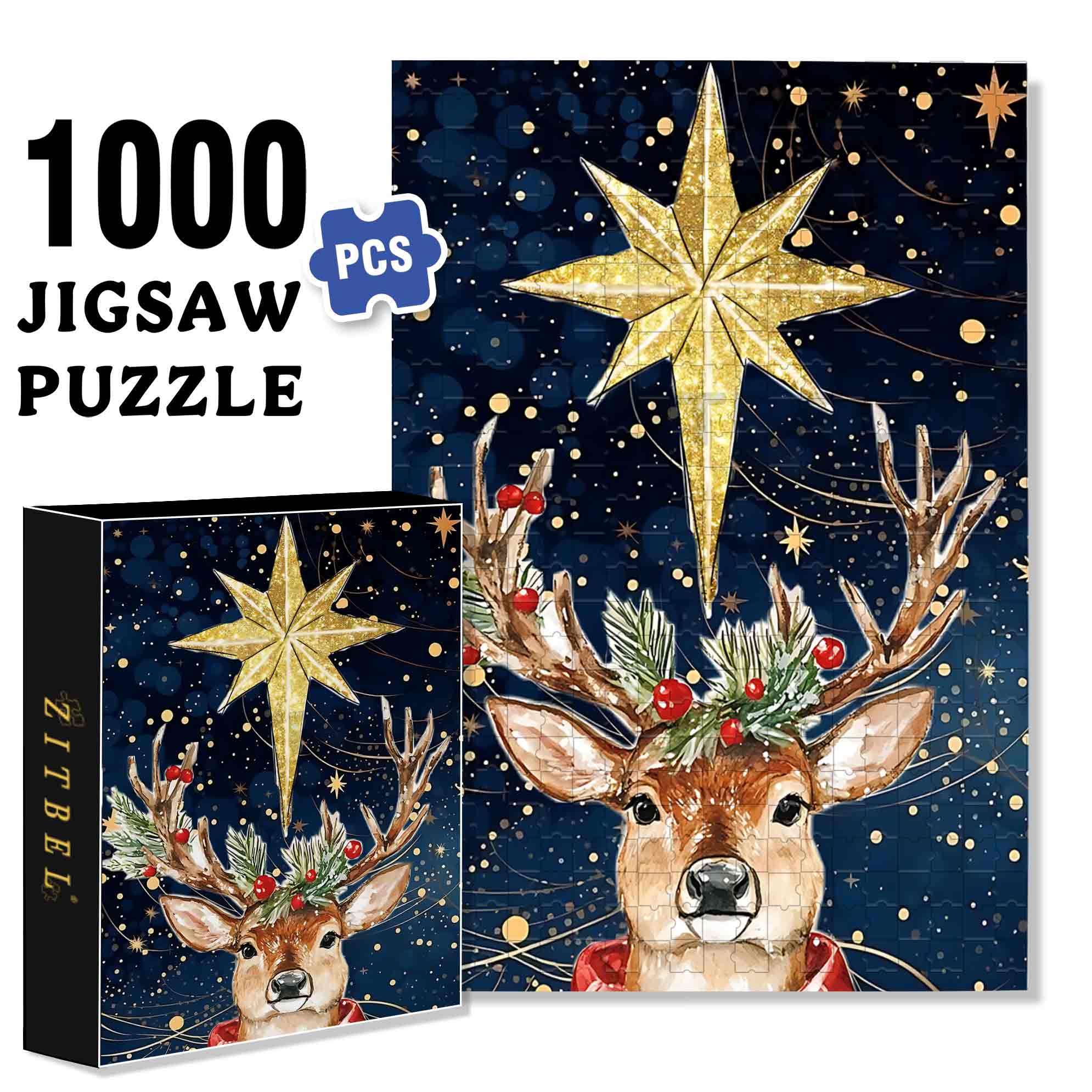 Elk 500pcs/1000pcs Jigsaw Puzzle, Scratch-Resistant, Paper Material, Interactive Family Game & Brain-Boosting DIY Decor, Perfect for Halloween, Christmas & New Year Gifts, Family Puzzle Game