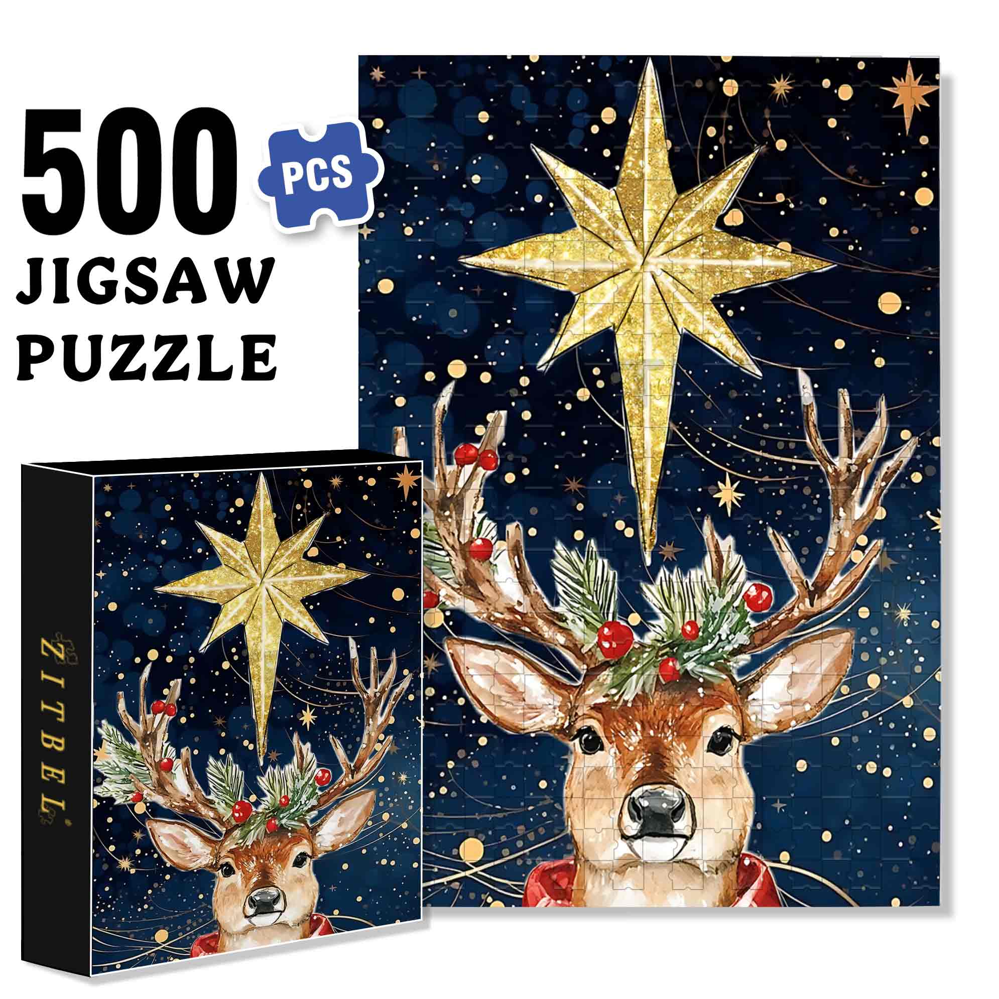 Elk 500pcs/1000pcs Jigsaw Puzzle, Scratch-Resistant, Paper Material, Interactive Family Game & Brain-Boosting DIY Decor, Perfect for Halloween, Christmas & New Year Gifts, Family Puzzle Game