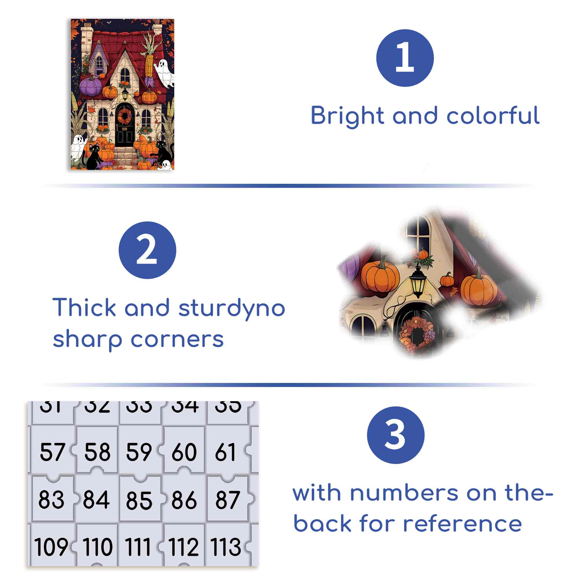 Enchanting Halloween Cottage With Black Cats And Pumpkins 500pcs/1000pcs Jigsaw Puzzle, Scratch-Resistant, Paper Material, Interactive Family Game & Brain-Boosting DIY Decor, Perfect for Halloween, Christmas & New Year Gifts, Family Puzzle Game