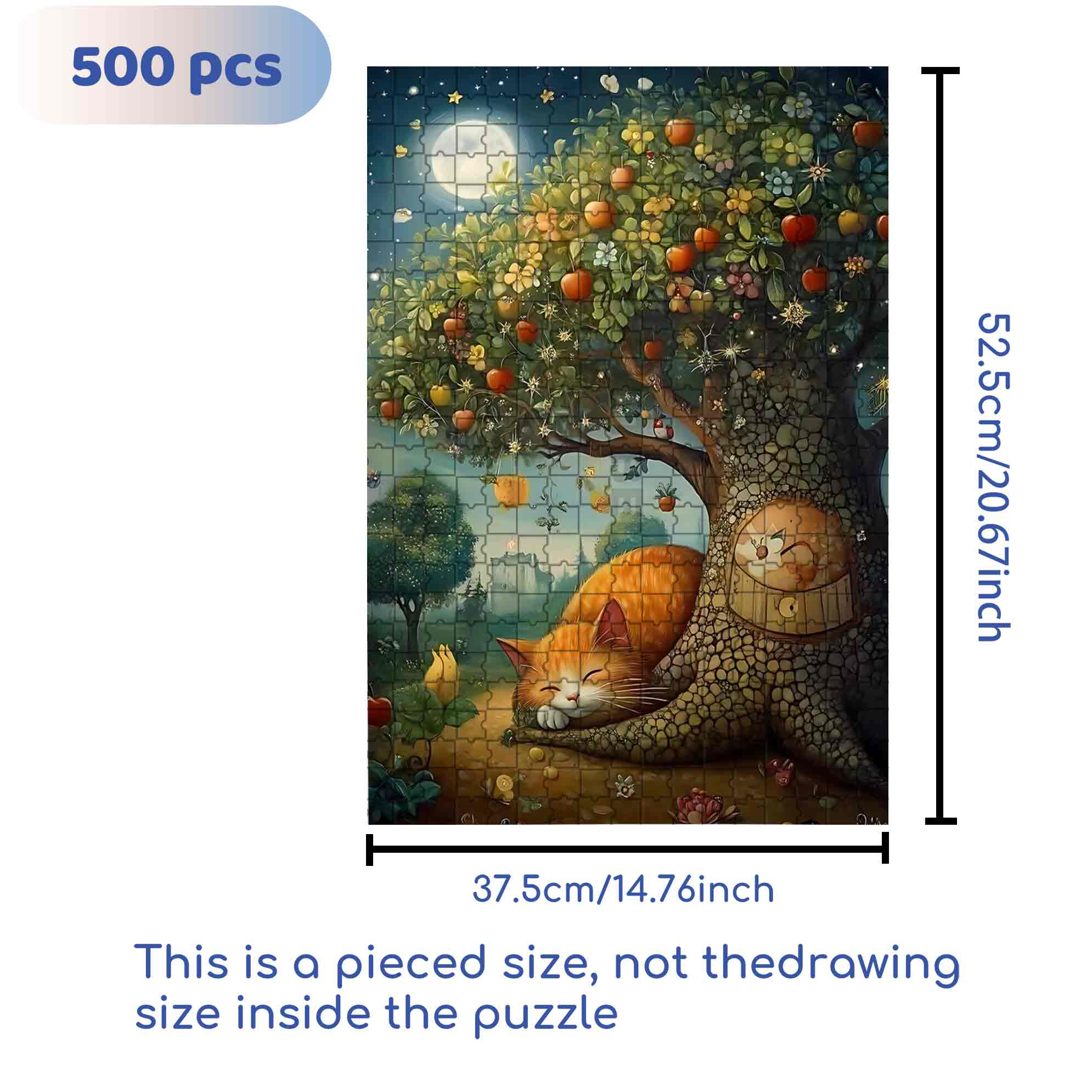 Fat Cat 500pcs/1000pcs Jigsaw Puzzle, Scratch-Resistant, Paper Material, Interactive Family Game & Brain-Boosting DIY Decor, Perfect for Halloween, Christmas & New Year Gifts, Family Puzzle Game