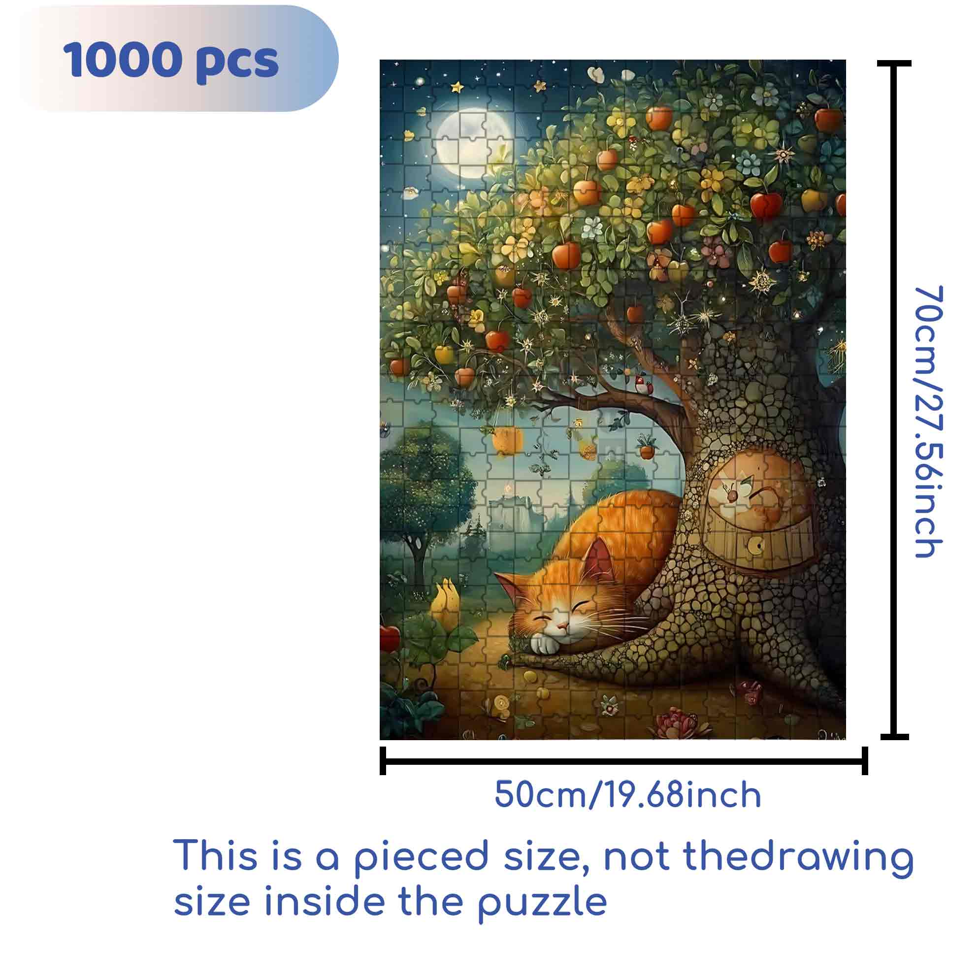 Fat Cat 500pcs/1000pcs Jigsaw Puzzle, Scratch-Resistant, Paper Material, Interactive Family Game & Brain-Boosting DIY Decor, Perfect for Halloween, Christmas & New Year Gifts, Family Puzzle Game