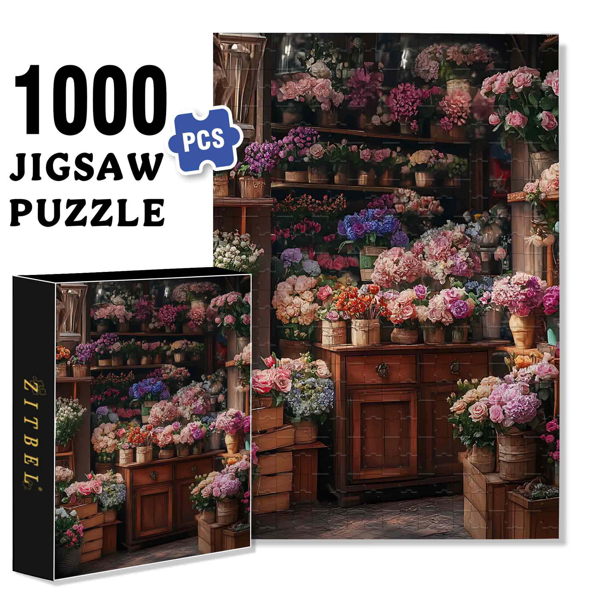 Florist¡¯s 500pcs/1000pcs Jigsaw Puzzle, Scratch-Resistant, Paper Material, Interactive Family Game & Brain-Boosting DIY Decor, Perfect for Halloween, Christmas & New Year Gifts, Family Puzzle Game