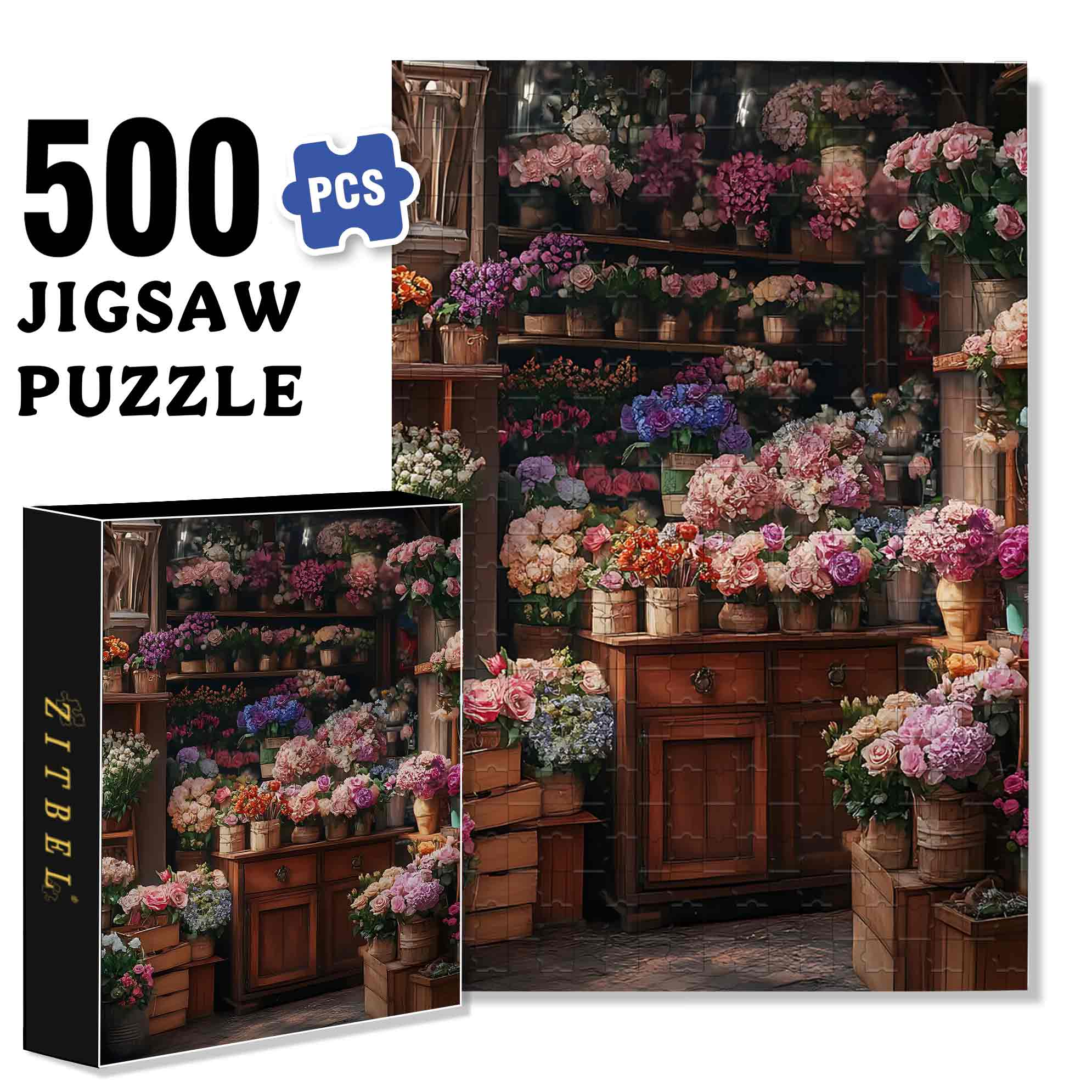 Florist¡¯s 500pcs/1000pcs Jigsaw Puzzle, Scratch-Resistant, Paper Material, Interactive Family Game & Brain-Boosting DIY Decor, Perfect for Halloween, Christmas & New Year Gifts, Family Puzzle Game