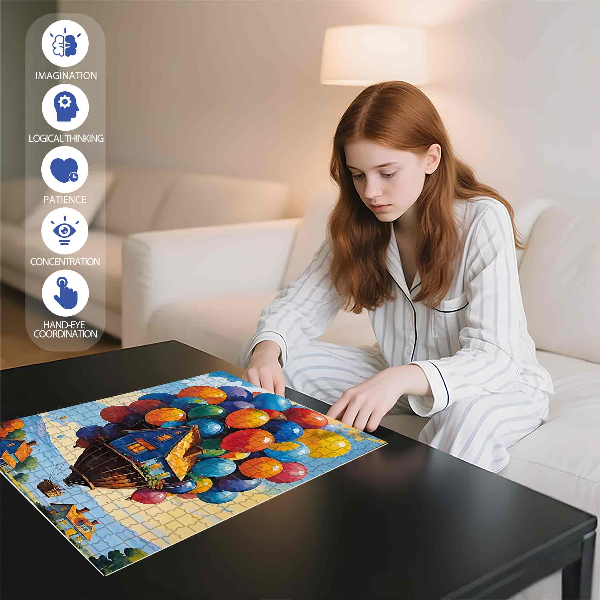 Flying House 500pcs/1000pcs Jigsaw Puzzle, Scratch-Resistant, Paper Material, Interactive Family Game & Brain-Boosting DIY Decor, Perfect for Halloween, Christmas & New Year Gifts, Family Puzzle Game