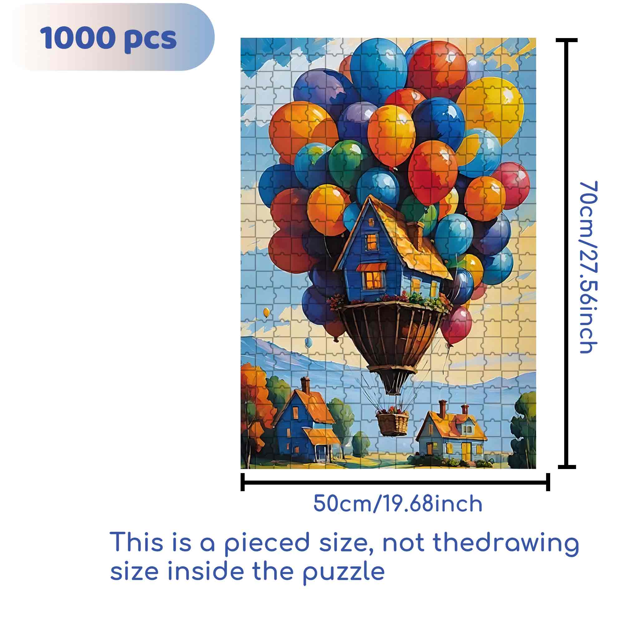 Flying House 500pcs/1000pcs Jigsaw Puzzle, Scratch-Resistant, Paper Material, Interactive Family Game & Brain-Boosting DIY Decor, Perfect for Halloween, Christmas & New Year Gifts, Family Puzzle Game