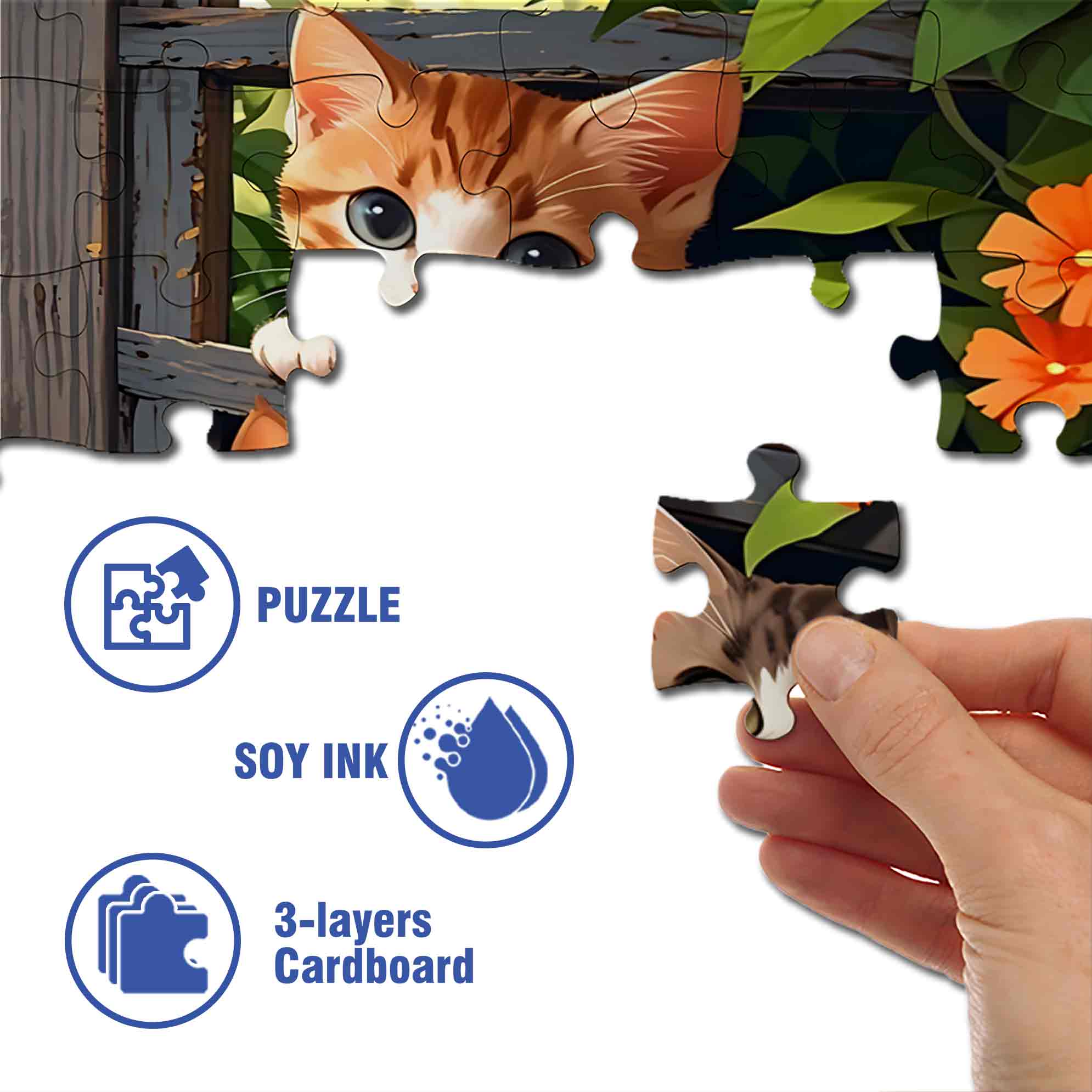 Four Cats 500pcs/1000pcs Jigsaw Puzzle, Scratch-Resistant, Paper Material, Interactive Family Game & Brain-Boosting DIY Decor, Perfect for Halloween, Christmas & New Year Gifts, Family Puzzle Game
