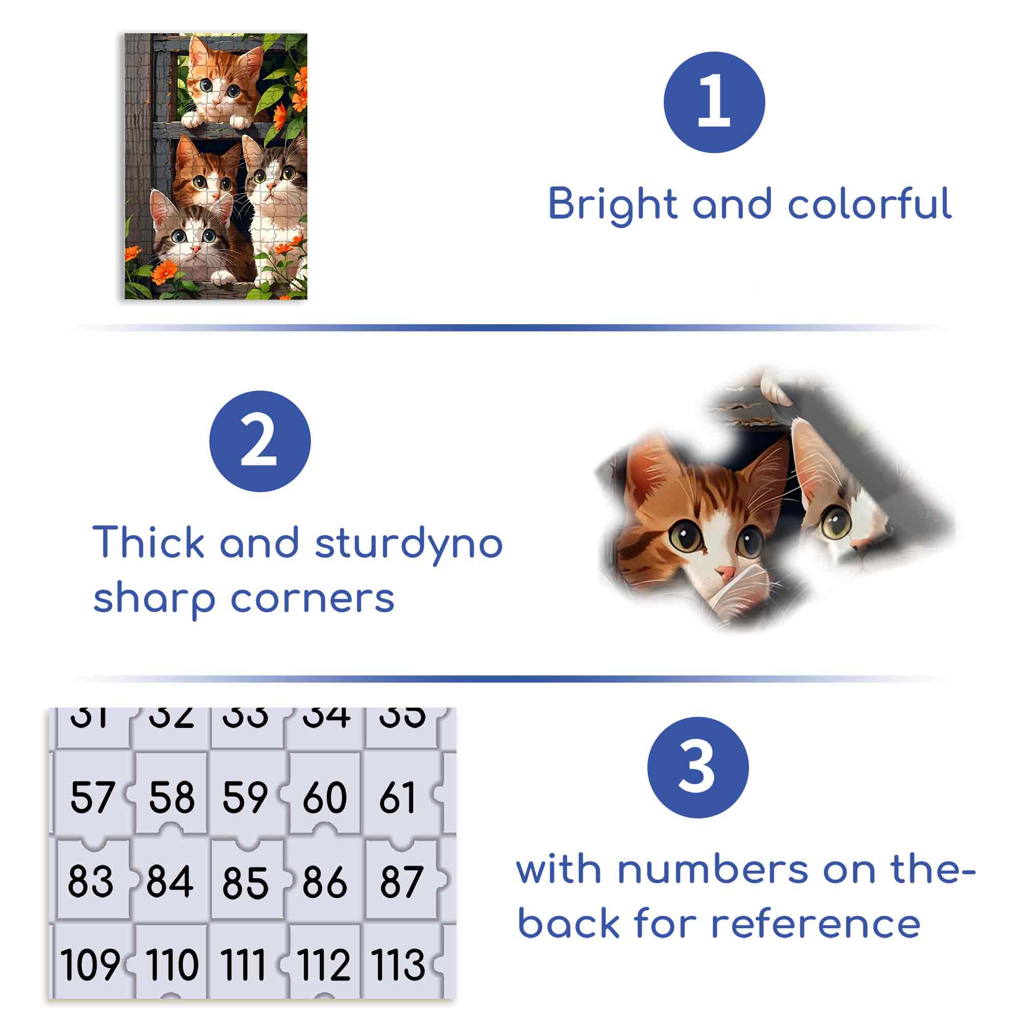 Four Cats 500pcs/1000pcs Jigsaw Puzzle, Scratch-Resistant, Paper Material, Interactive Family Game & Brain-Boosting DIY Decor, Perfect for Halloween, Christmas & New Year Gifts, Family Puzzle Game