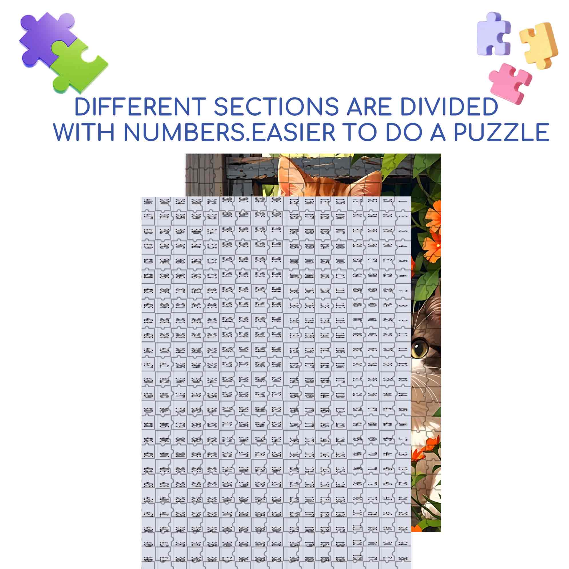 Four Cats 500pcs/1000pcs Jigsaw Puzzle, Scratch-Resistant, Paper Material, Interactive Family Game & Brain-Boosting DIY Decor, Perfect for Halloween, Christmas & New Year Gifts, Family Puzzle Game