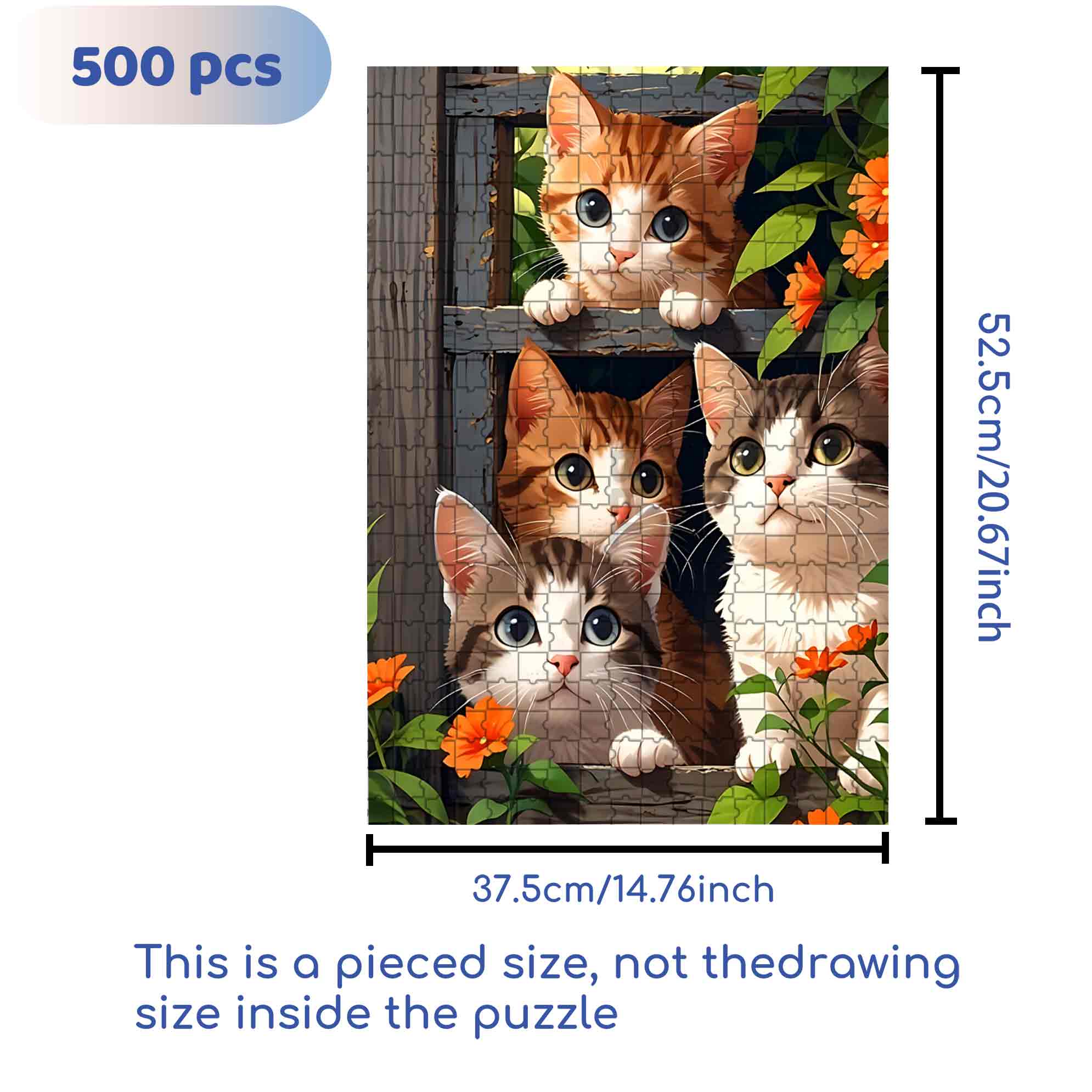 Four Cats 500pcs/1000pcs Jigsaw Puzzle, Scratch-Resistant, Paper Material, Interactive Family Game & Brain-Boosting DIY Decor, Perfect for Halloween, Christmas & New Year Gifts, Family Puzzle Game