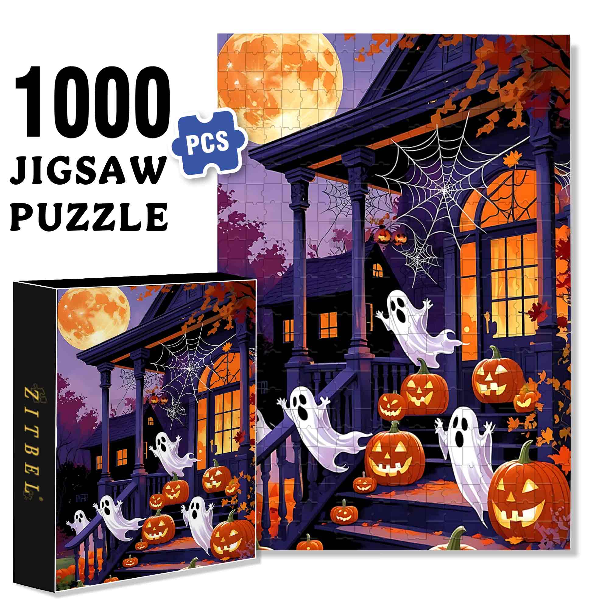 Frightfully Fun 500pcs/1000pcs Jigsaw Puzzle, Scratch-Resistant, Paper Material, Interactive Family Game & Brain-Boosting DIY Decor, Perfect for Halloween, Christmas & New Year Gifts, Family Puzzle Game