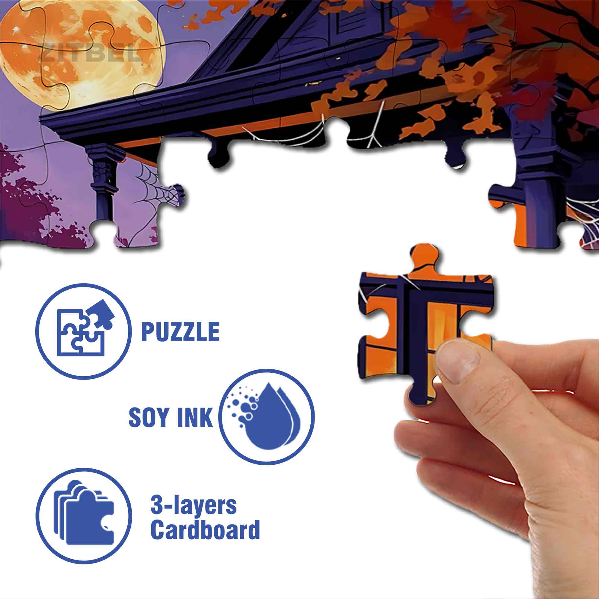 Frightfully Fun 500pcs/1000pcs Jigsaw Puzzle, Scratch-Resistant, Paper Material, Interactive Family Game & Brain-Boosting DIY Decor, Perfect for Halloween, Christmas & New Year Gifts, Family Puzzle Game