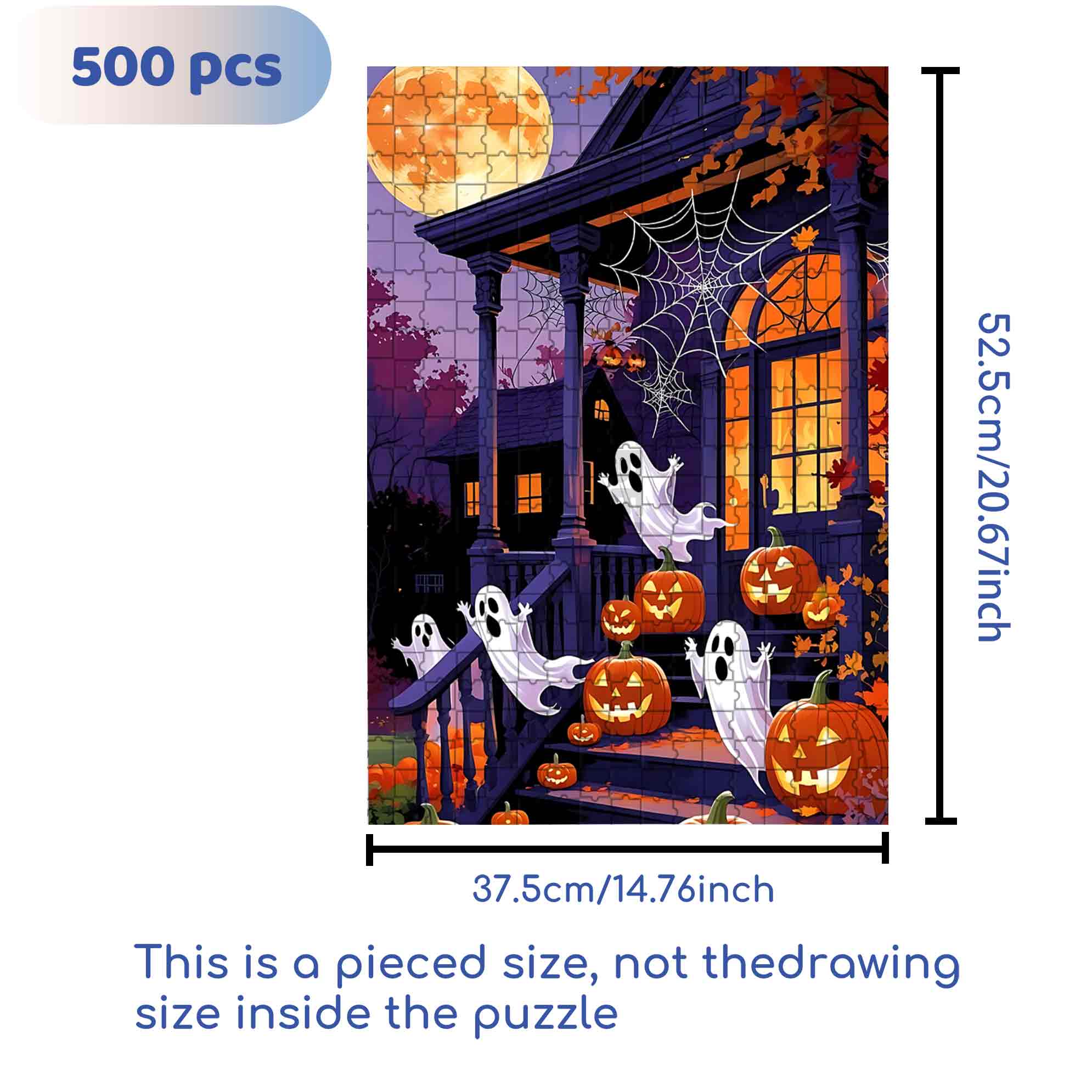 Frightfully Fun 500pcs/1000pcs Jigsaw Puzzle, Scratch-Resistant, Paper Material, Interactive Family Game & Brain-Boosting DIY Decor, Perfect for Halloween, Christmas & New Year Gifts, Family Puzzle Game