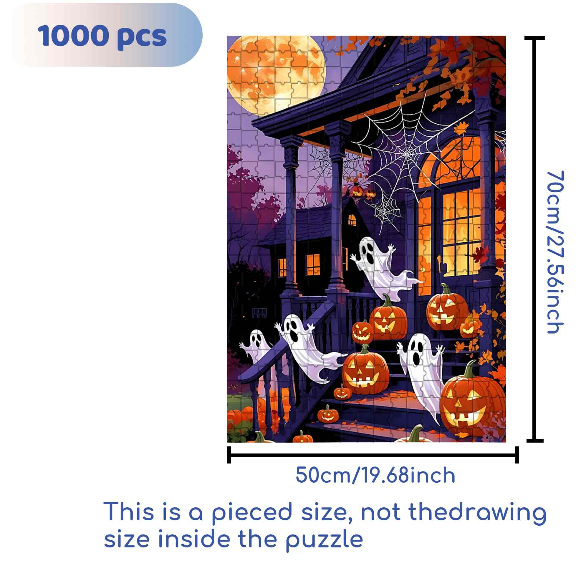 Frightfully Fun 500pcs/1000pcs Jigsaw Puzzle, Scratch-Resistant, Paper Material, Interactive Family Game & Brain-Boosting DIY Decor, Perfect for Halloween, Christmas & New Year Gifts, Family Puzzle Game