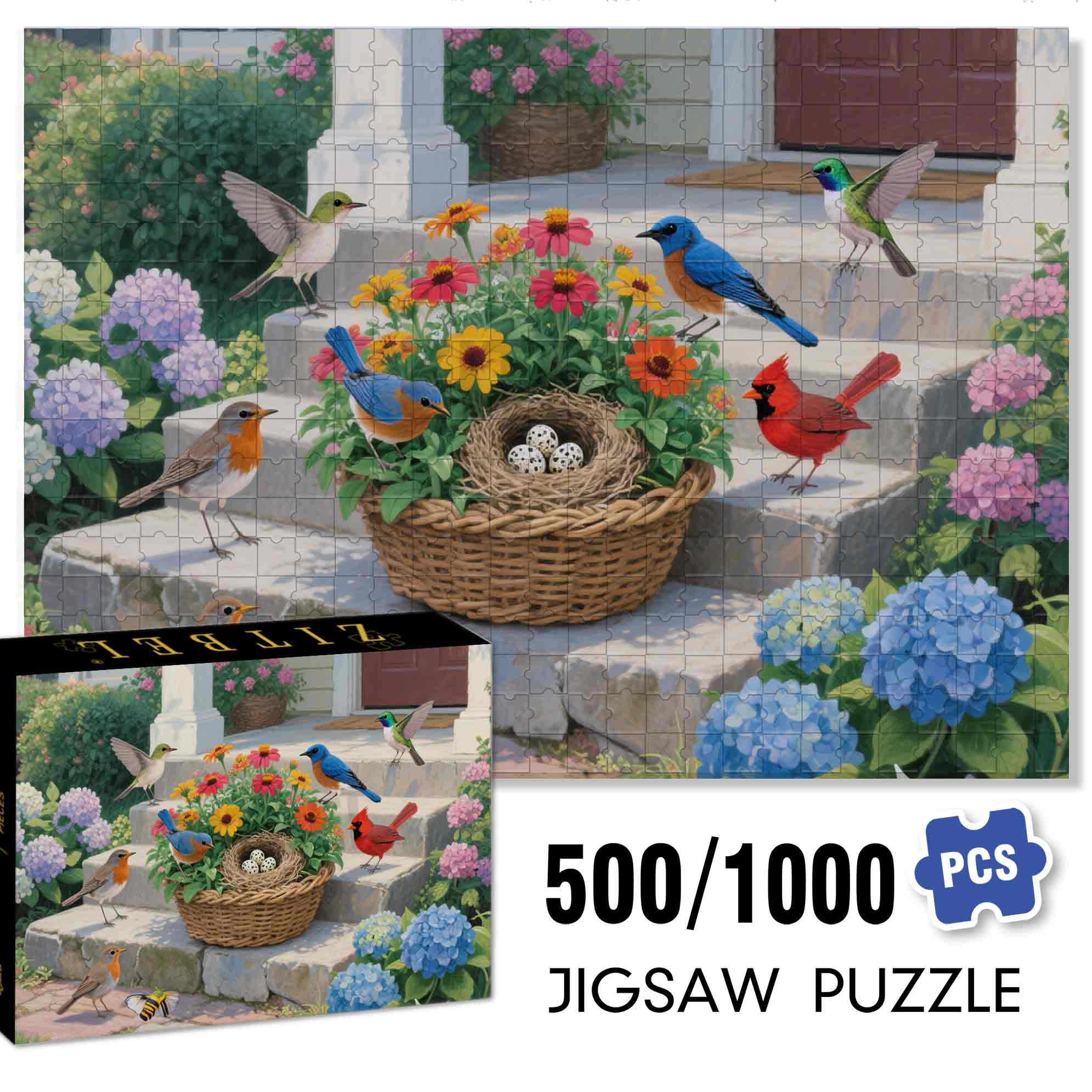 Garden 500pcs/1000pcs Jigsaw Puzzle, Scratch-Resistant, Paper Material, Interactive Family Game & Brain-Boosting DIY Decor, Perfect for Halloween, Christmas & New Year Gifts, Family Puzzle Game