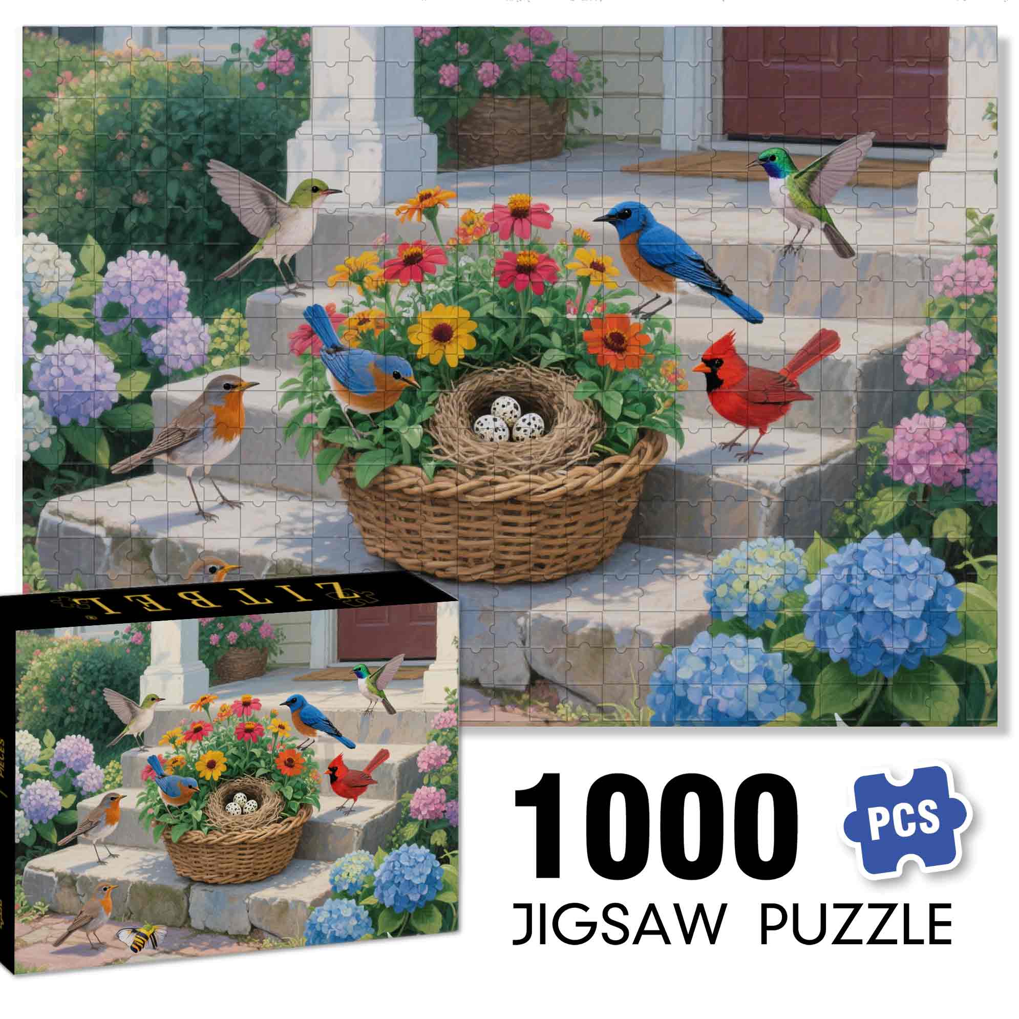 Garden 500pcs/1000pcs Jigsaw Puzzle, Scratch-Resistant, Paper Material, Interactive Family Game & Brain-Boosting DIY Decor, Perfect for Halloween, Christmas & New Year Gifts, Family Puzzle Game