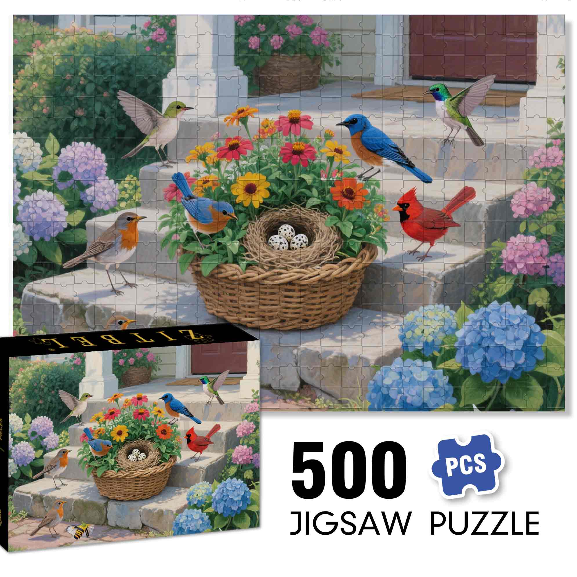 Garden 500pcs/1000pcs Jigsaw Puzzle, Scratch-Resistant, Paper Material, Interactive Family Game & Brain-Boosting DIY Decor, Perfect for Halloween, Christmas & New Year Gifts, Family Puzzle Game