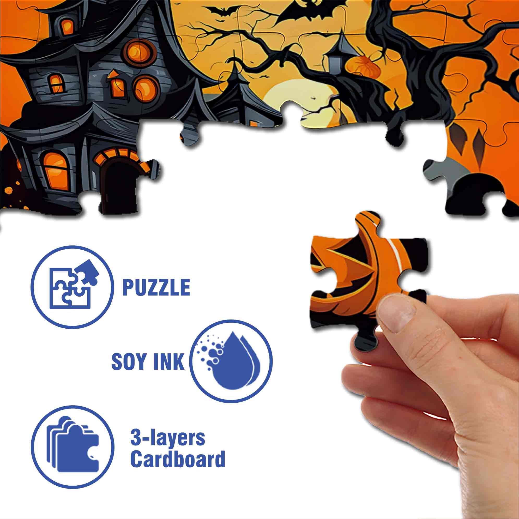 Ghost 500pcs/1000pcs Jigsaw Puzzle, Scratch-Resistant, Paper Material, Interactive Family Game & Brain-Boosting DIY Decor, Perfect for Halloween, Christmas & New Year Gifts, Family Puzzle Game