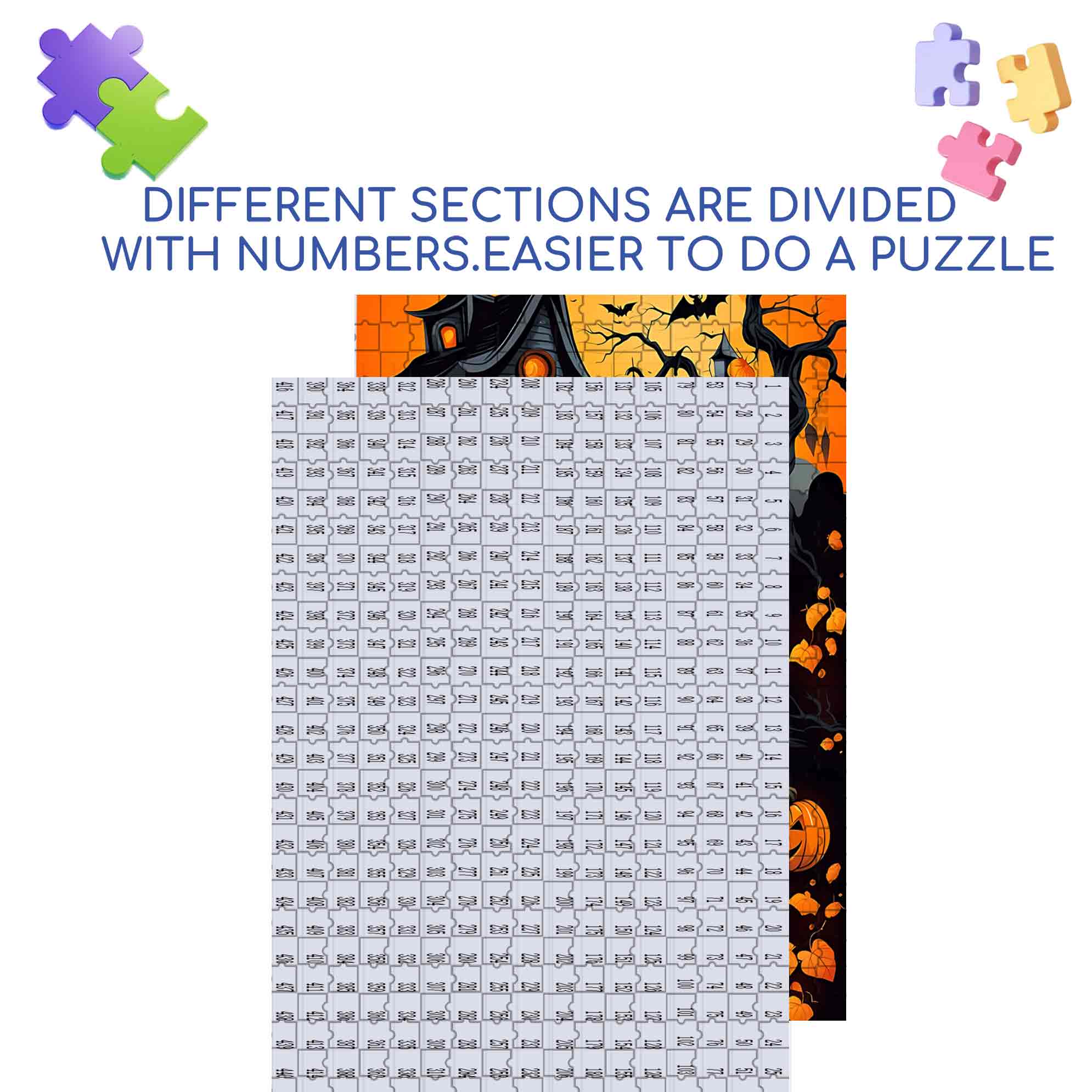 Ghost 500pcs/1000pcs Jigsaw Puzzle, Scratch-Resistant, Paper Material, Interactive Family Game & Brain-Boosting DIY Decor, Perfect for Halloween, Christmas & New Year Gifts, Family Puzzle Game