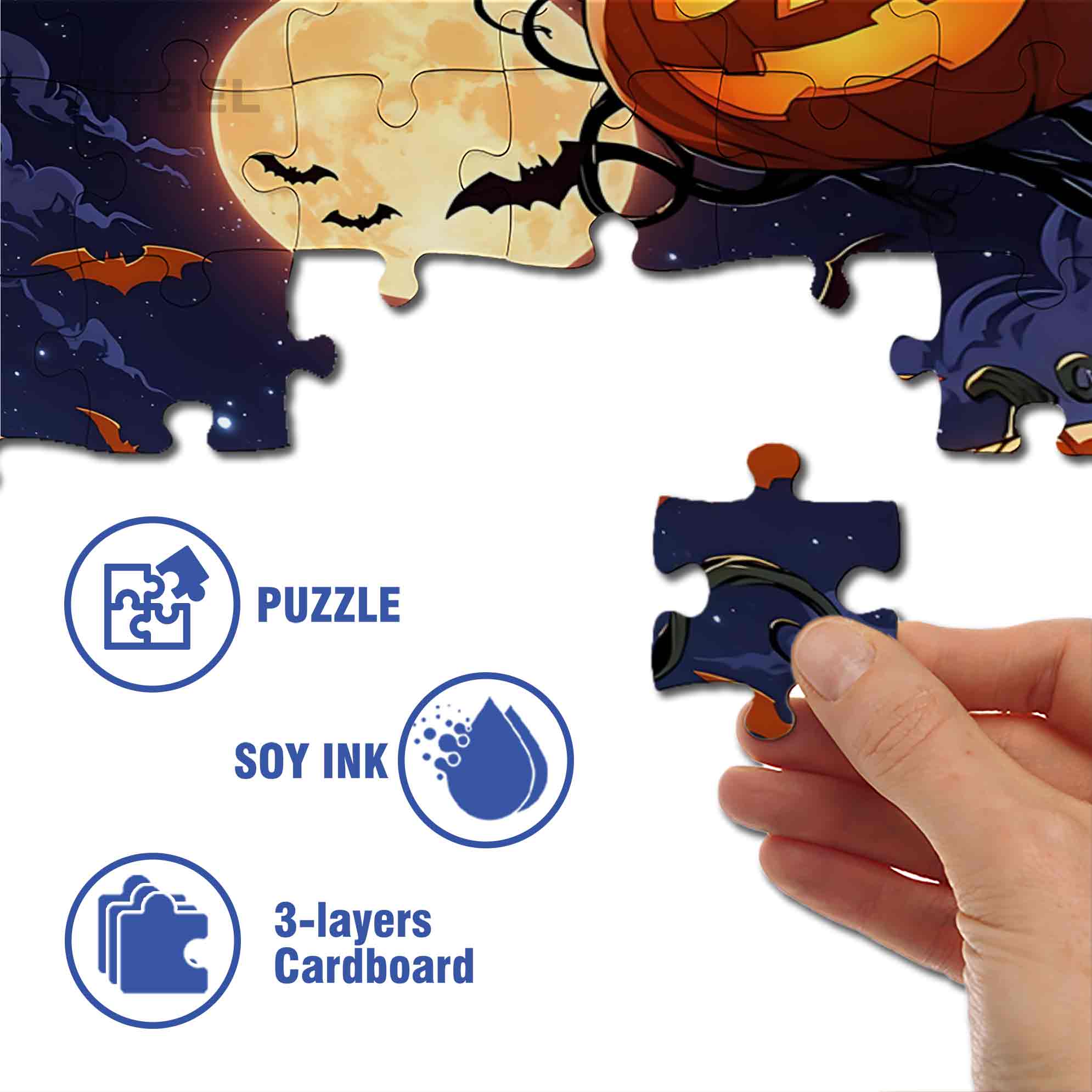 Halloween Pumkins 500pcs/1000pcs Jigsaw Puzzle, Scratch-Resistant, Paper Material, Interactive Family Game & Brain-Boosting DIY Decor, Perfect for Halloween, Christmas & New Year Gifts, Family Puzzle Game