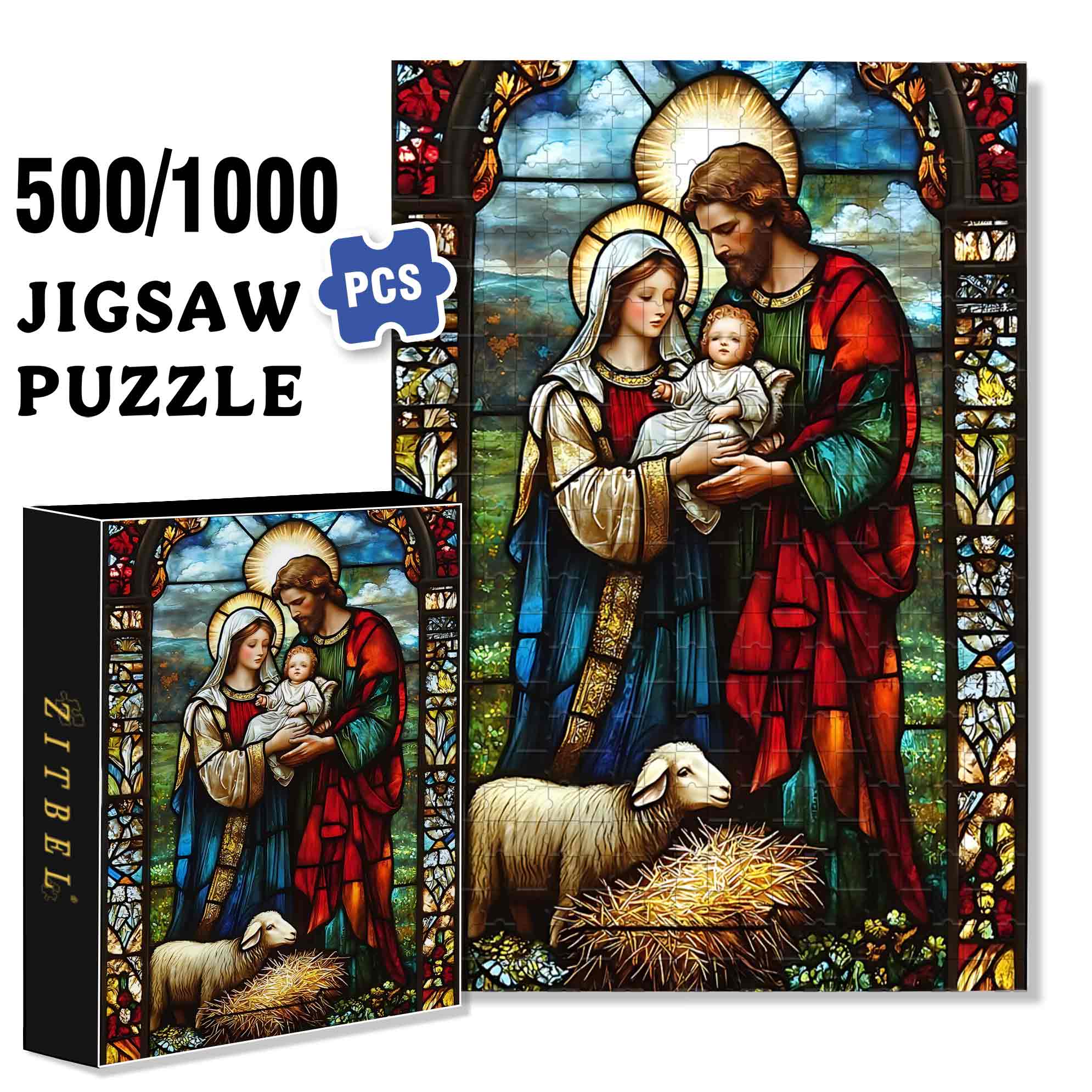 Jesus 2 500pcs/1000pcs Jigsaw Puzzle, Scratch-Resistant, Paper Material, Interactive Family Game & Brain-Boosting DIY Decor, Perfect for Halloween, Christmas & New Year Gifts, Family Puzzle Game