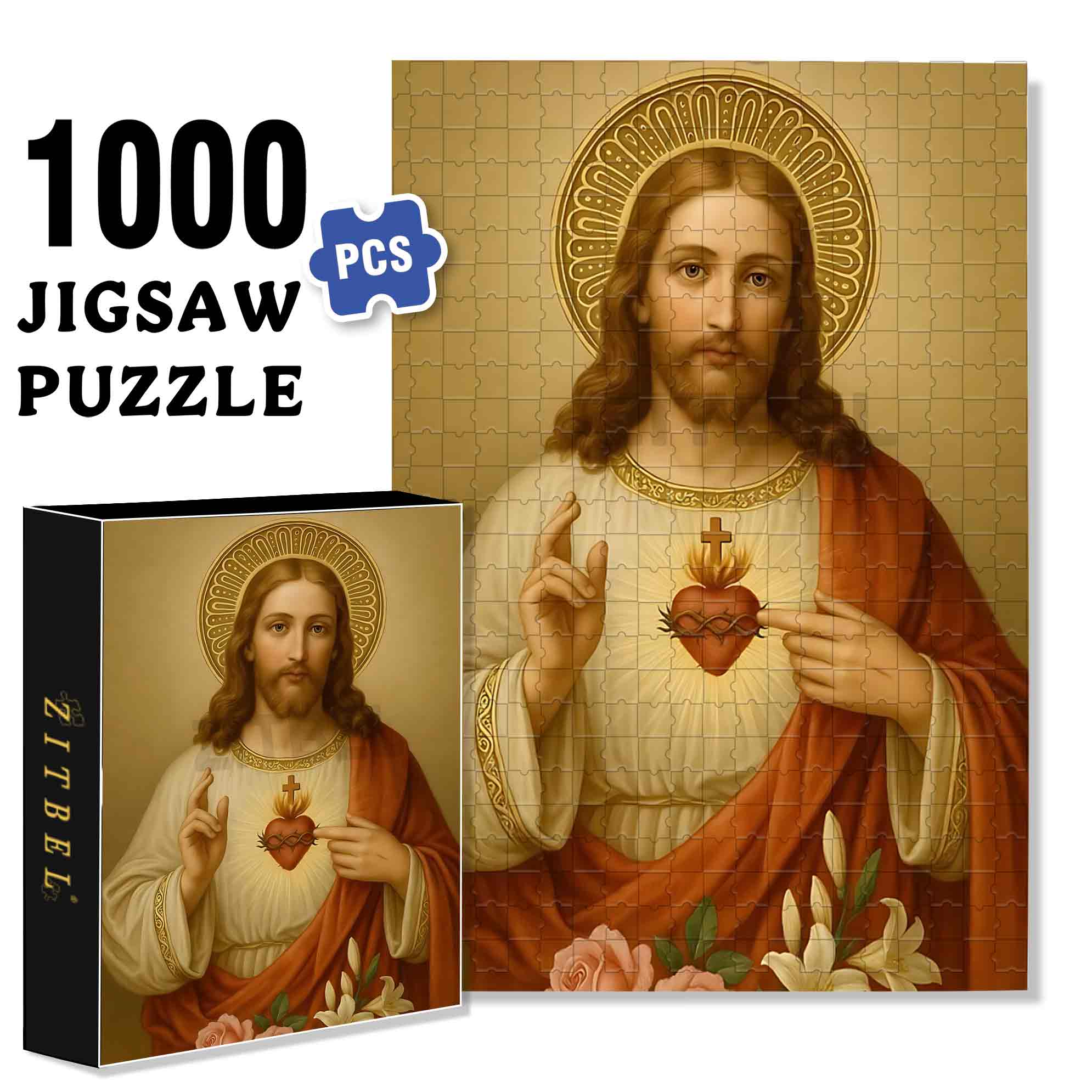 Jesus 500pcs/1000pcs Jigsaw Puzzle, Scratch-Resistant, Paper Material, Interactive Family Game & Brain-Boosting DIY Decor, Perfect for Halloween, Christmas & New Year Gifts, Family Puzzle Game