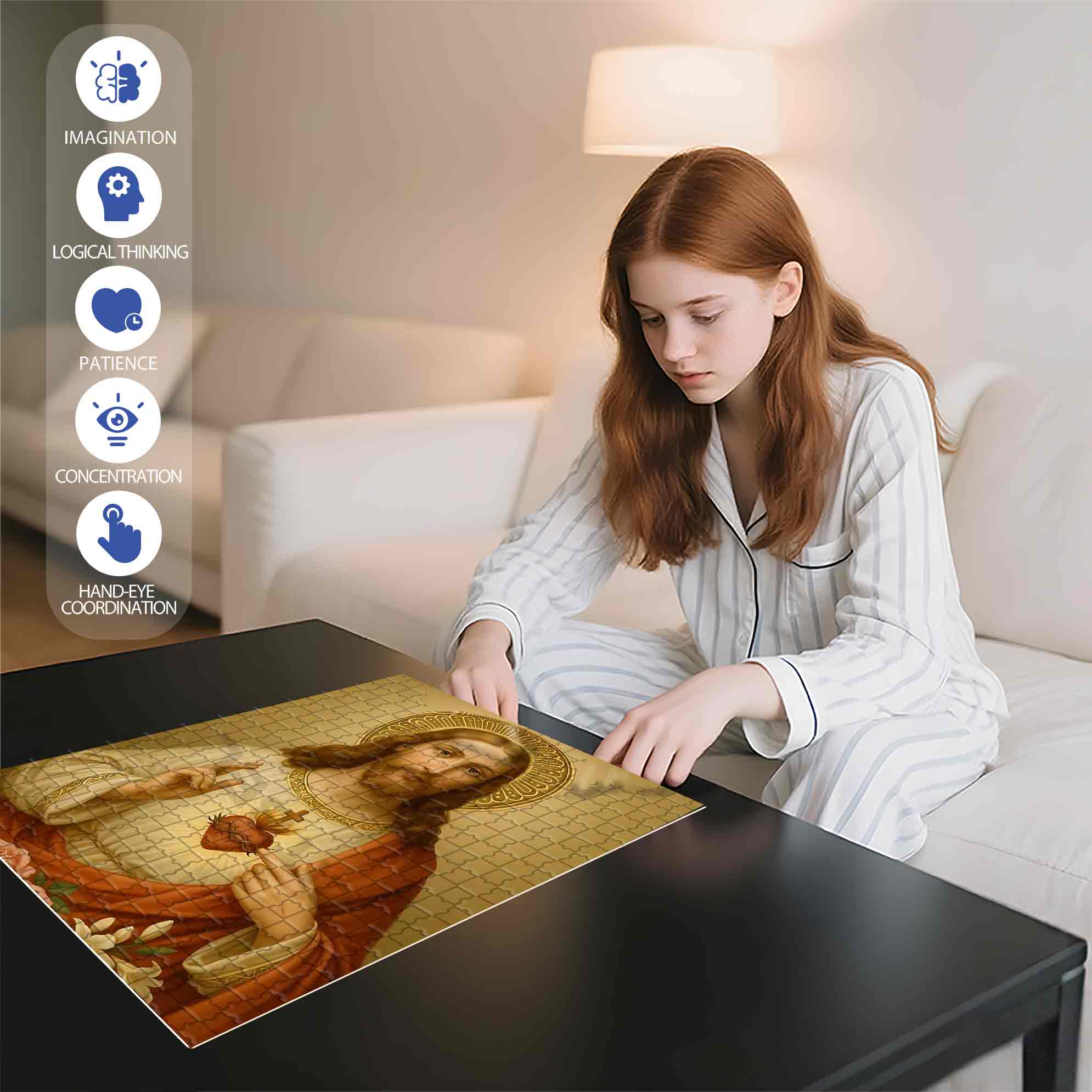 Jesus 500pcs/1000pcs Jigsaw Puzzle, Scratch-Resistant, Paper Material, Interactive Family Game & Brain-Boosting DIY Decor, Perfect for Halloween, Christmas & New Year Gifts, Family Puzzle Game