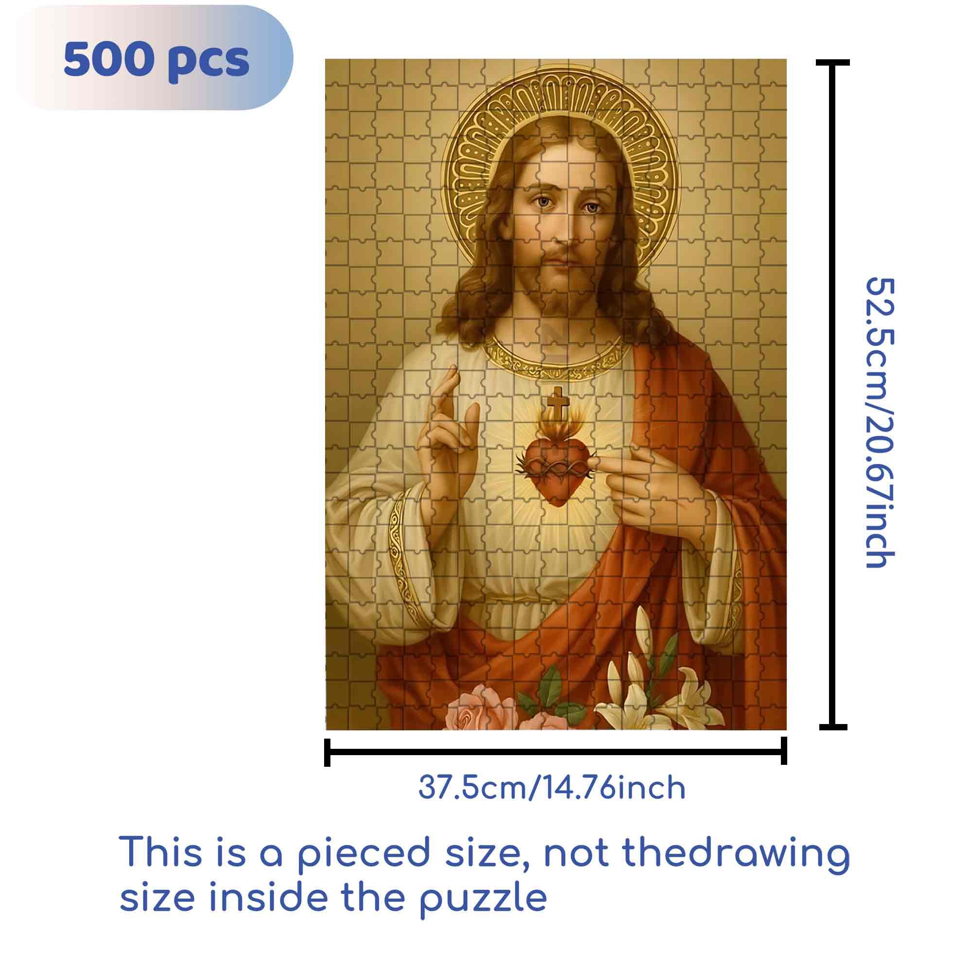 Jesus 500pcs/1000pcs Jigsaw Puzzle, Scratch-Resistant, Paper Material, Interactive Family Game & Brain-Boosting DIY Decor, Perfect for Halloween, Christmas & New Year Gifts, Family Puzzle Game
